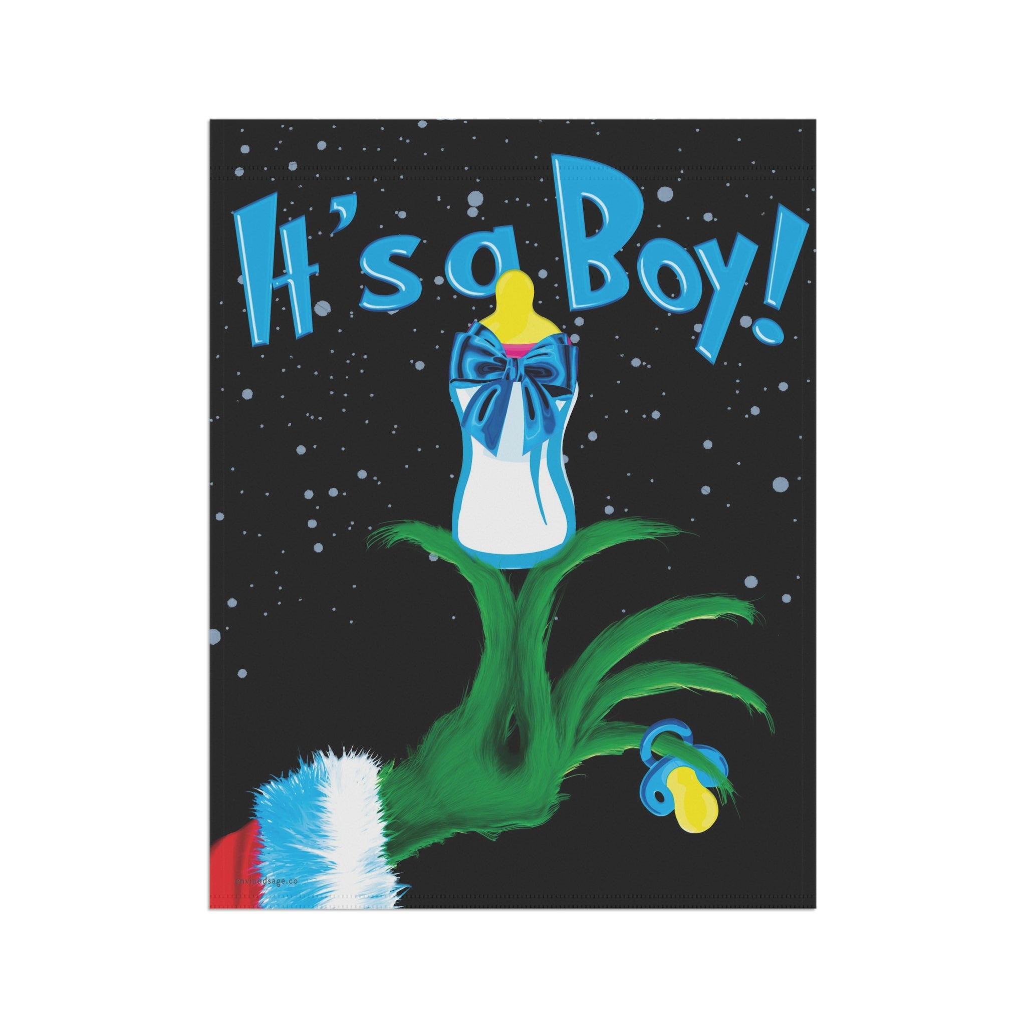 It's a Boy Grinch Holiday Baby Announcement Christmas Flag