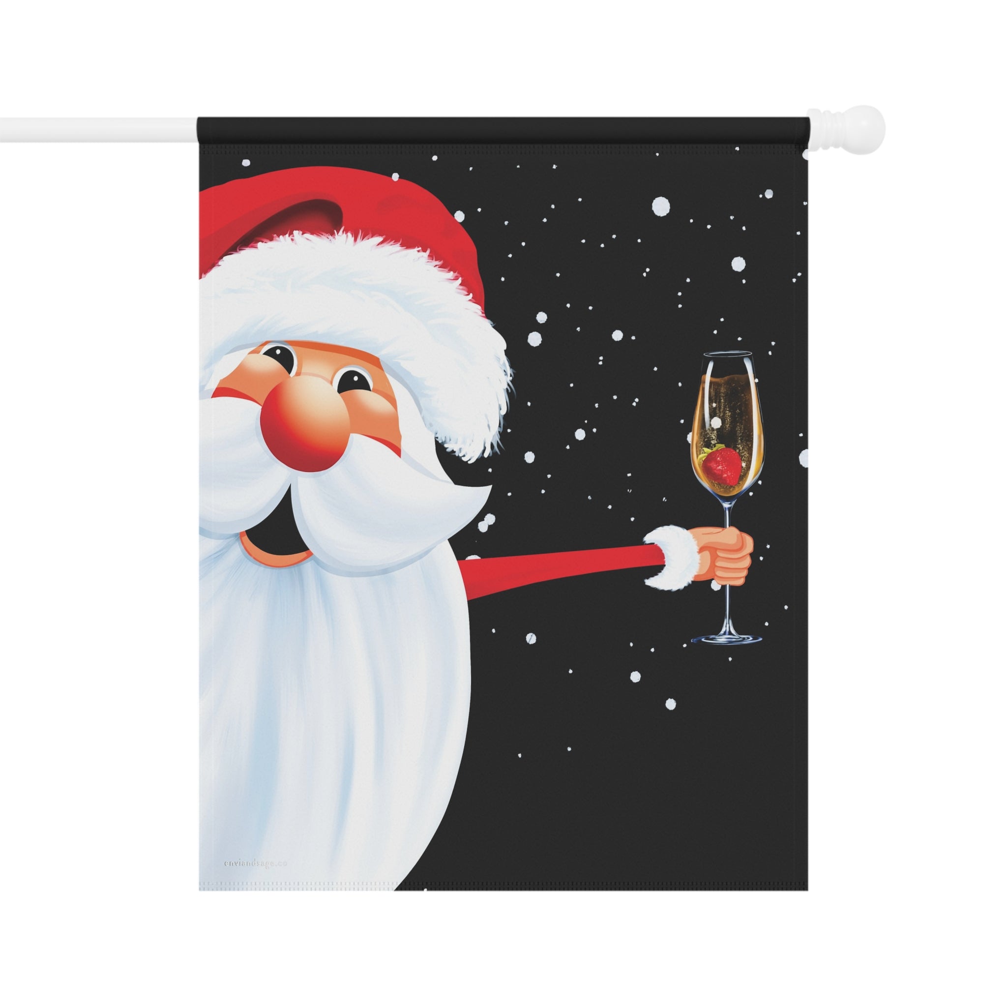 Champagne Party Santa Funny Christmas Flag