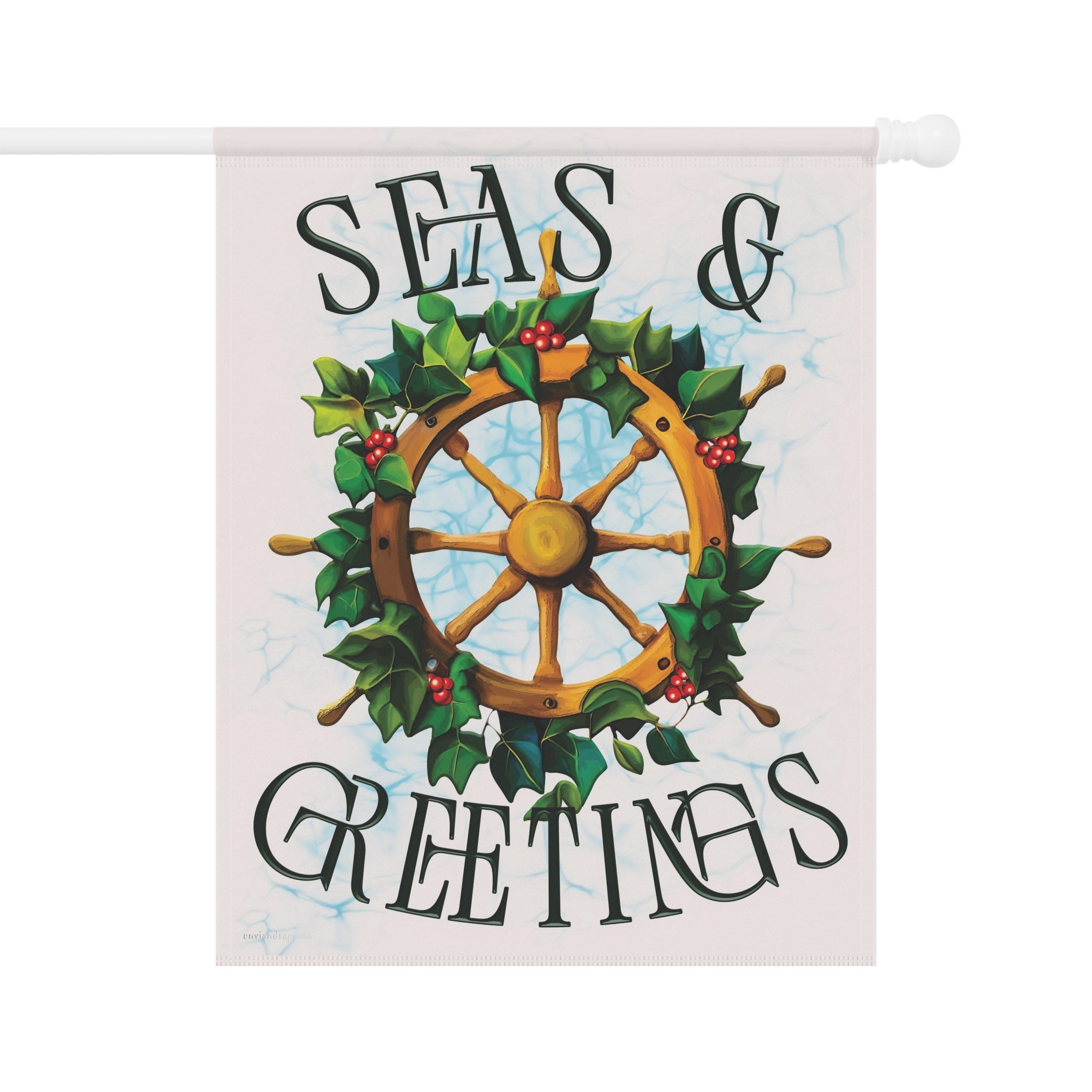 Seas and Greetings Nautical Christmas Flag