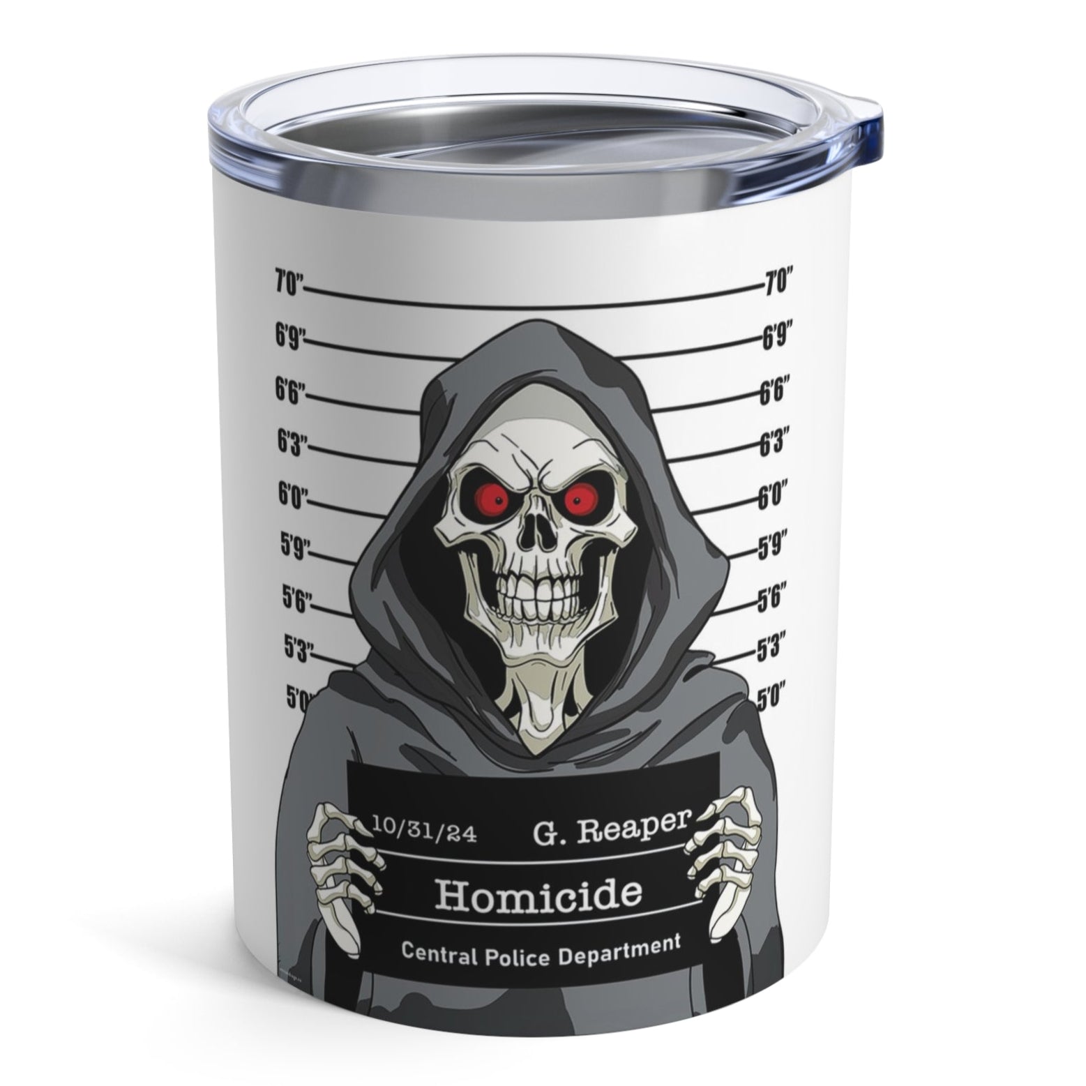 Grim Reaper Mug Shot Funny Tumbler 10oz