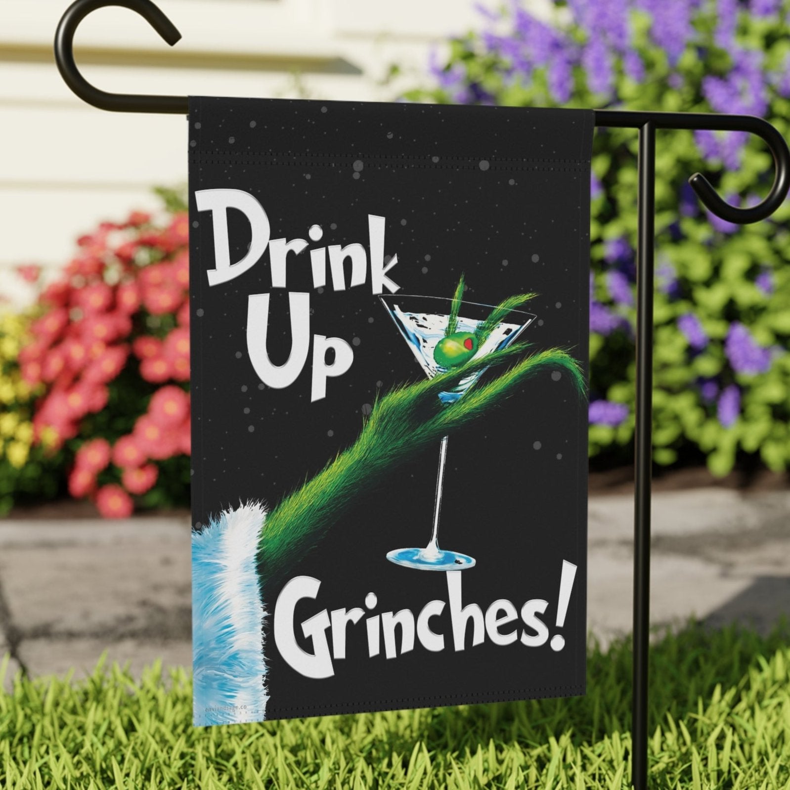 drink up grinches funny christmas flag