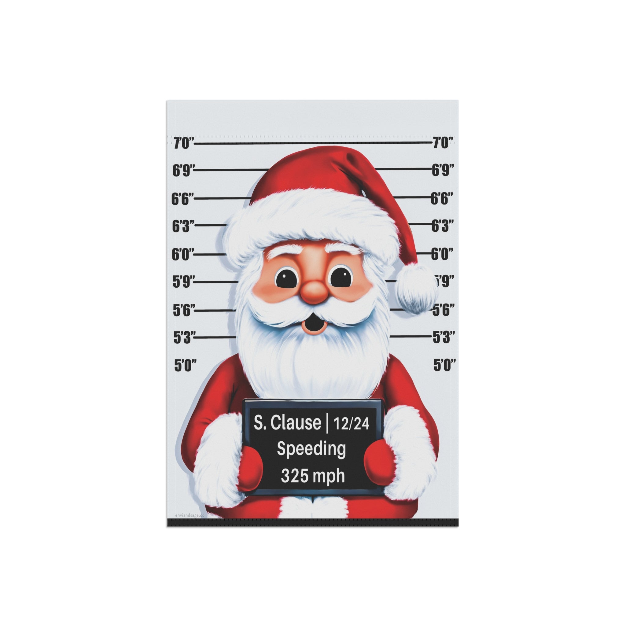 Speeding Santa Mug Shot Funny Christmas Flag