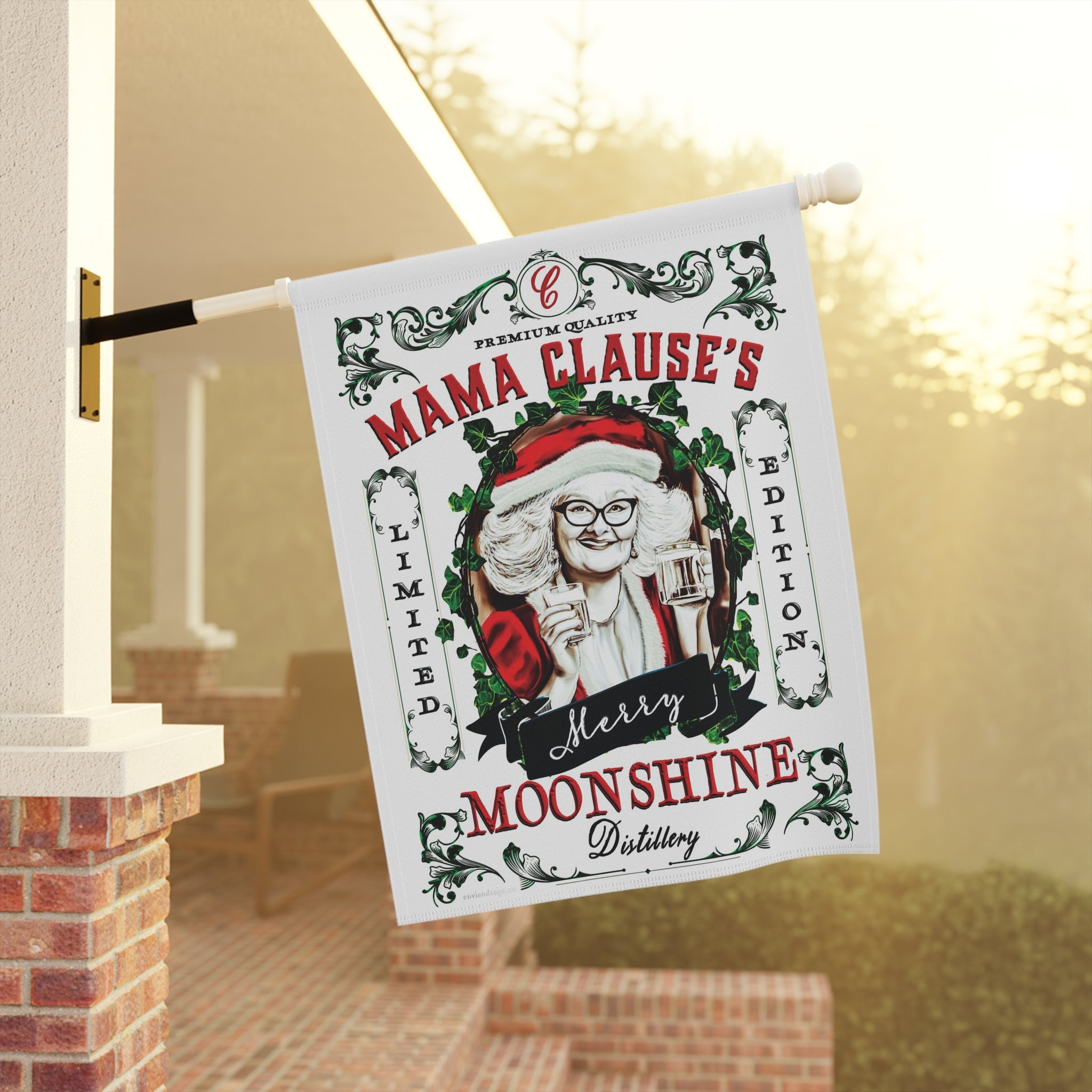 Mama Clause Moonshine Funny Christmas Flag