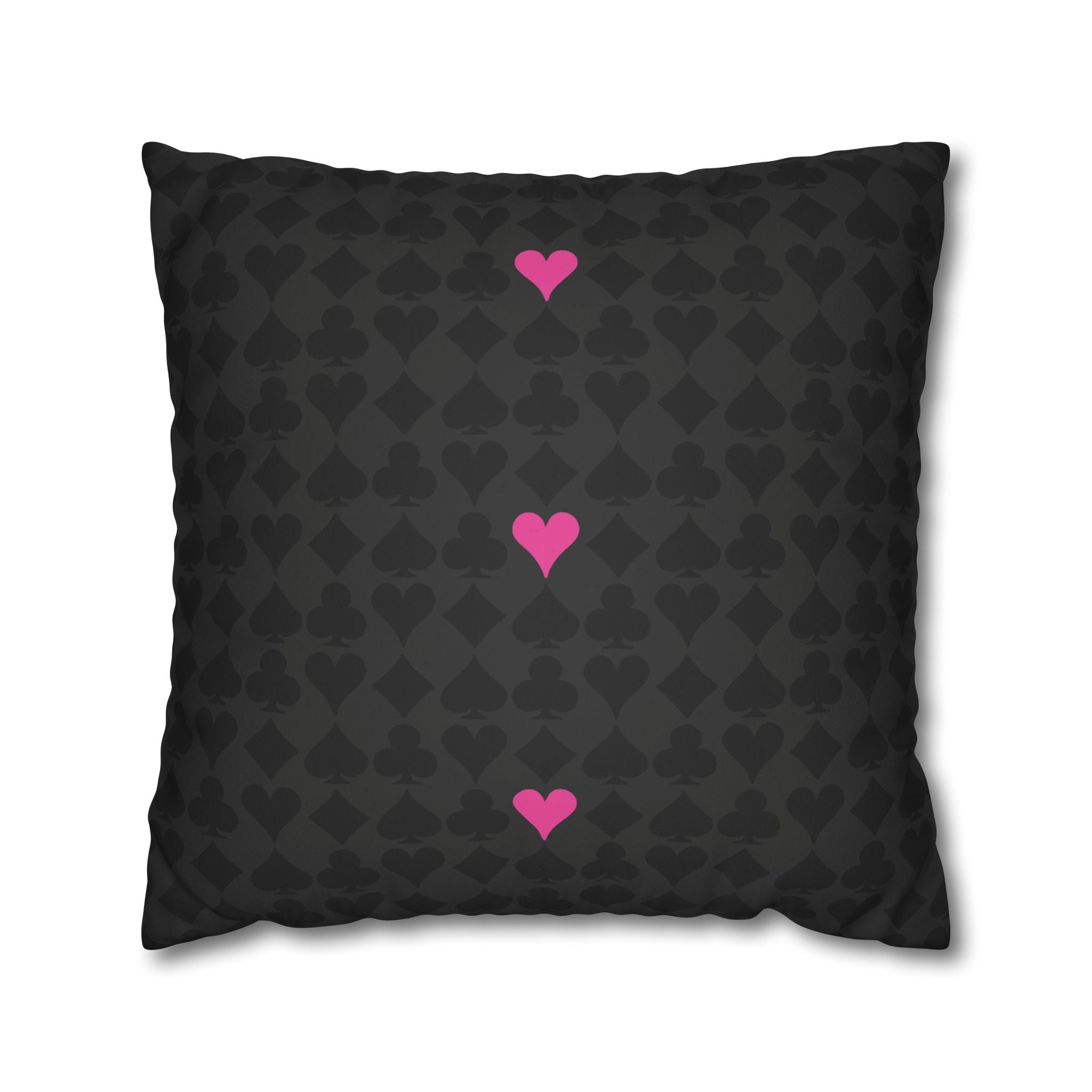 Playing Cards Heart Black and Pink Soft Accent Pillow Cover