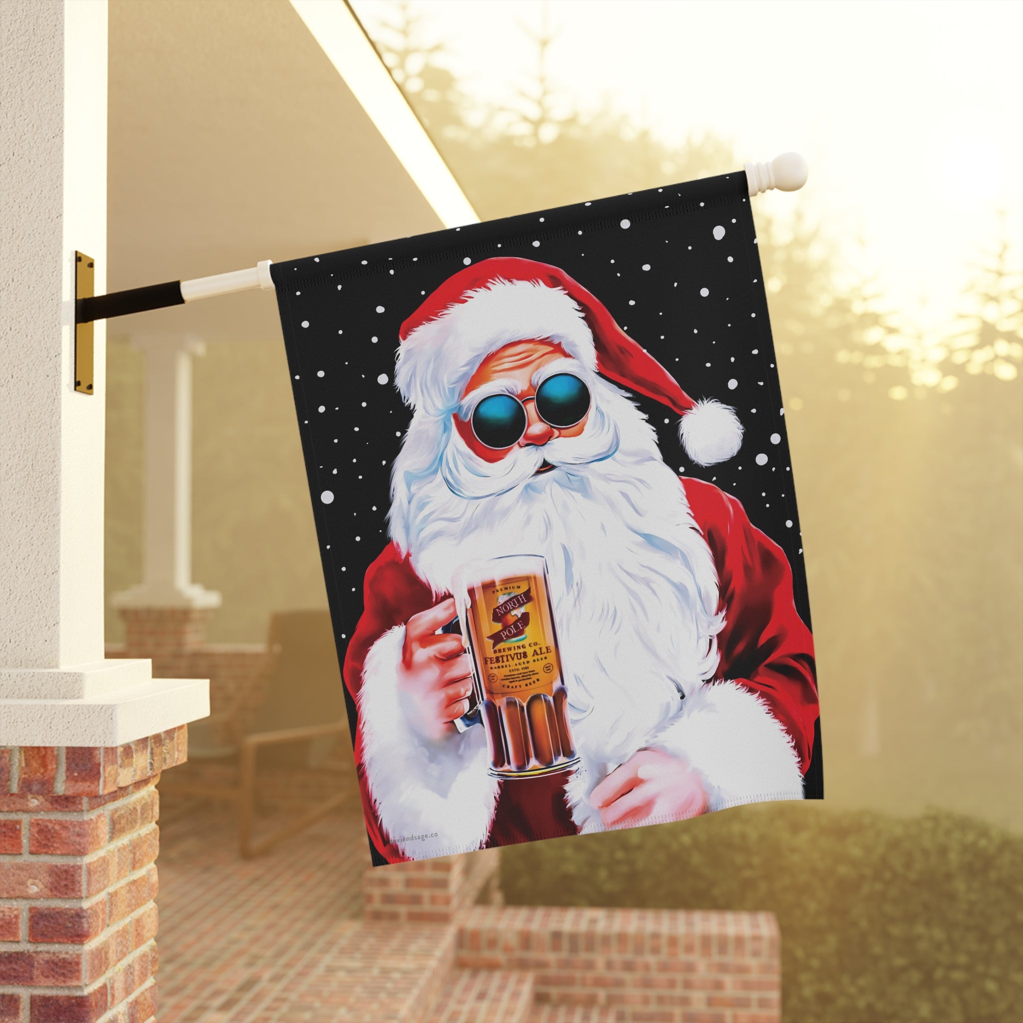 Groovy Santa Cheers Funny Christmas Flag