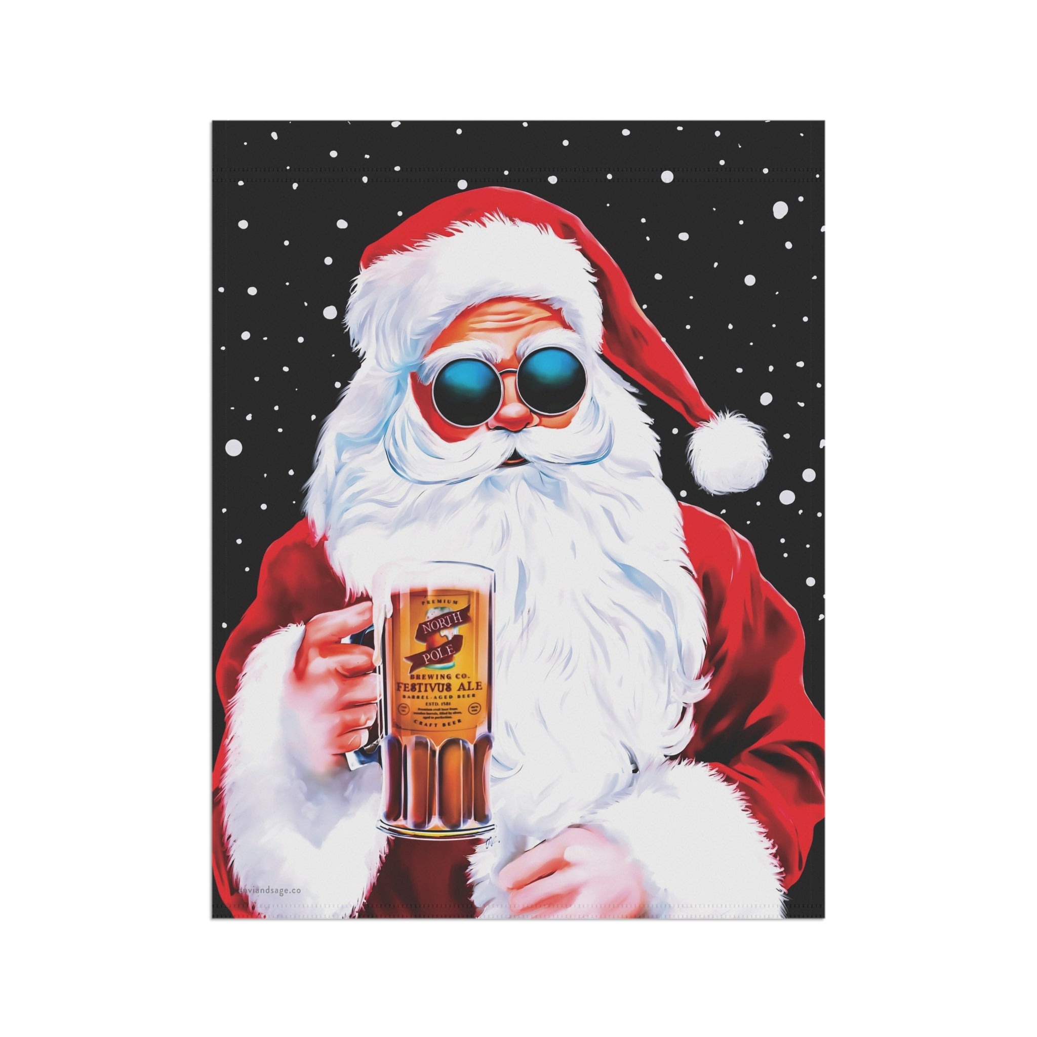 Groovy Santa Cheers Funny Christmas Flag