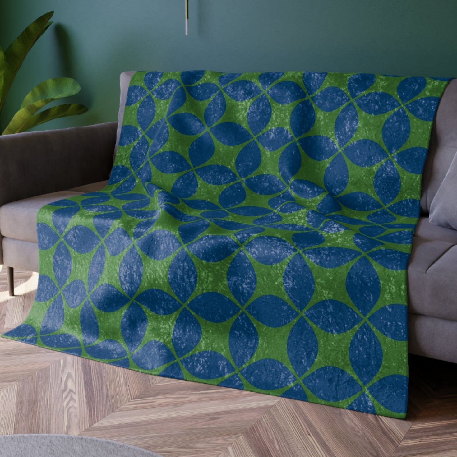 Paradox Blue Green Art Deco Style Decorative Throw Blanket