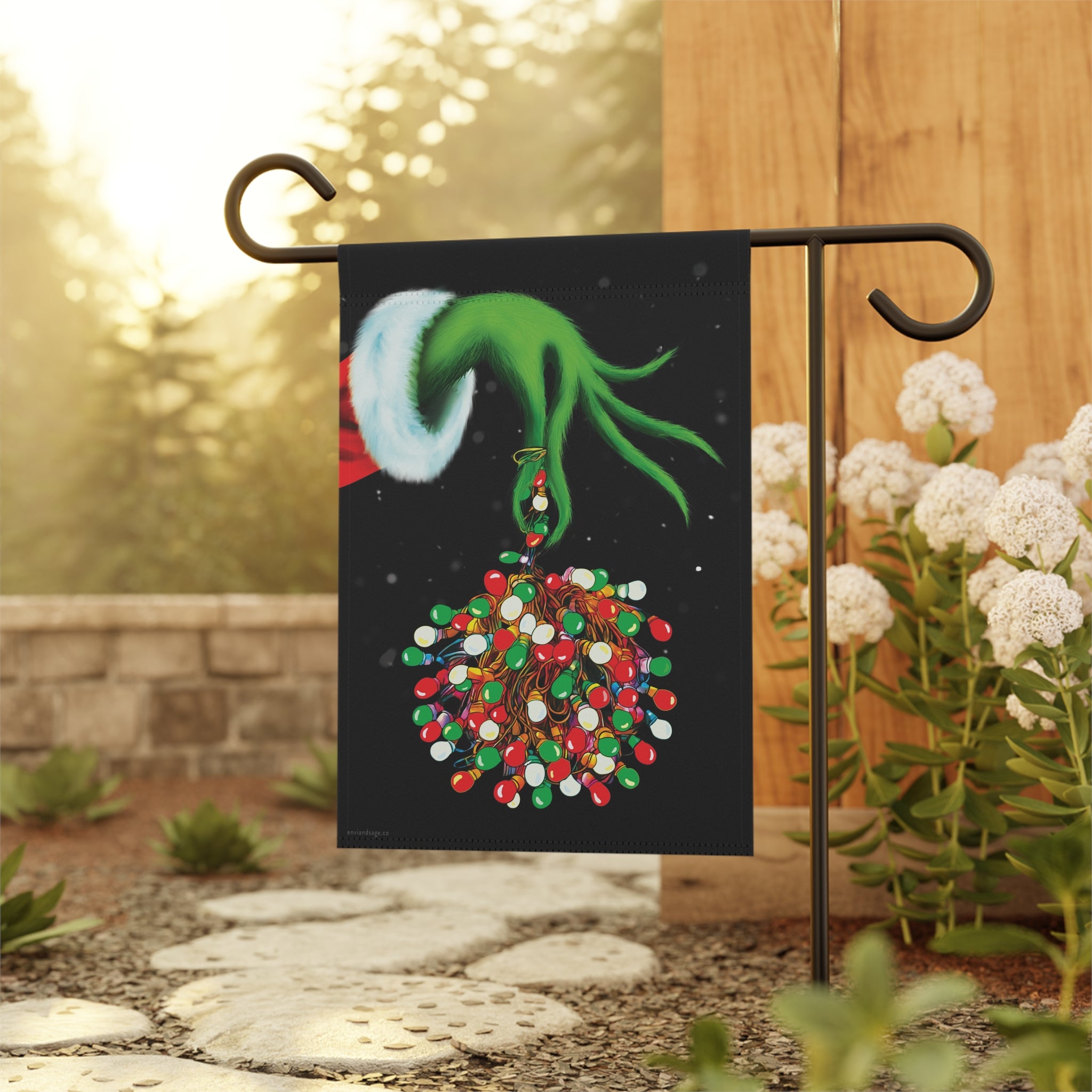 The Grinch Tangled Lights Funny Christmas Flag