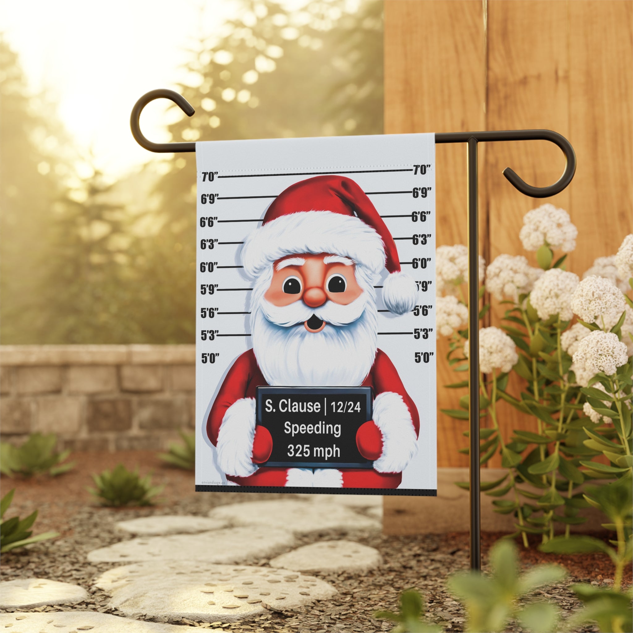 Speeding Santa Mug Shot Funny Christmas Flag