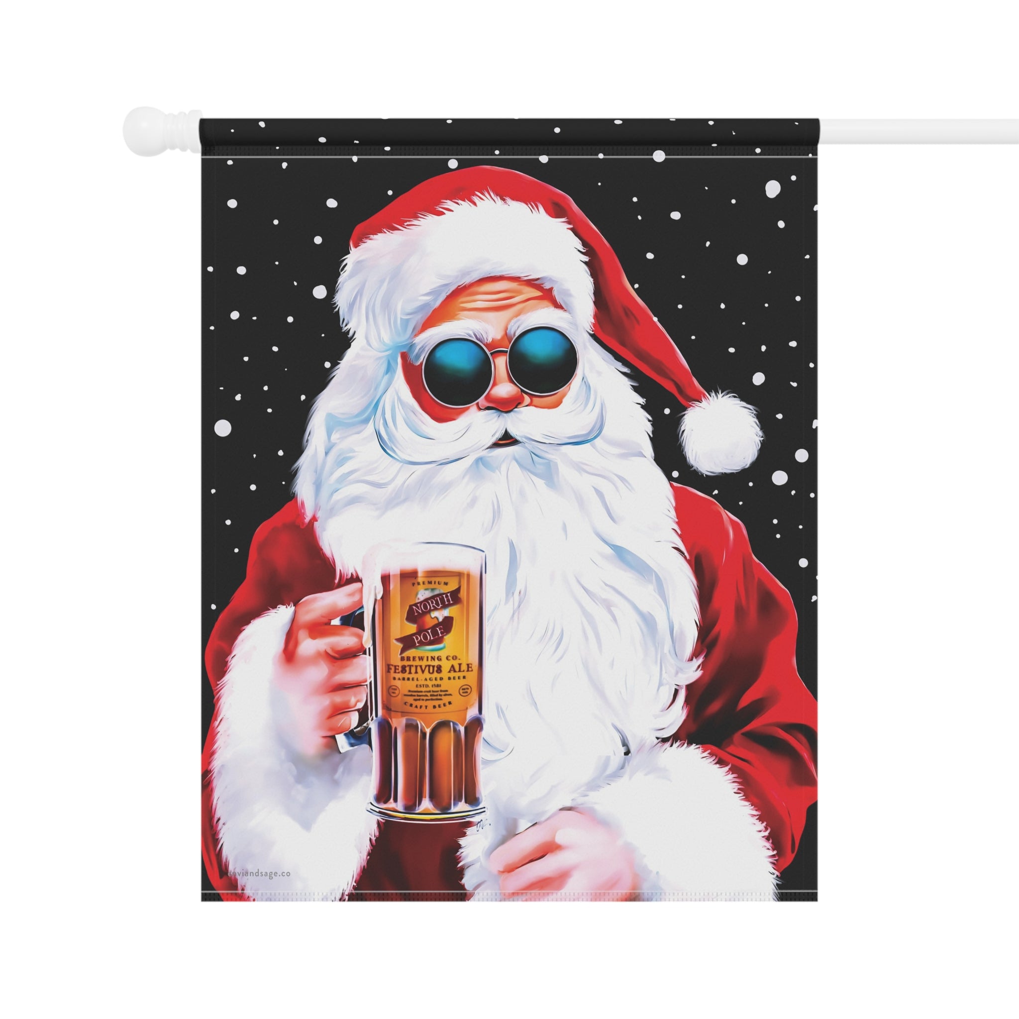 Groovy Santa Cheers Funny Christmas Flag