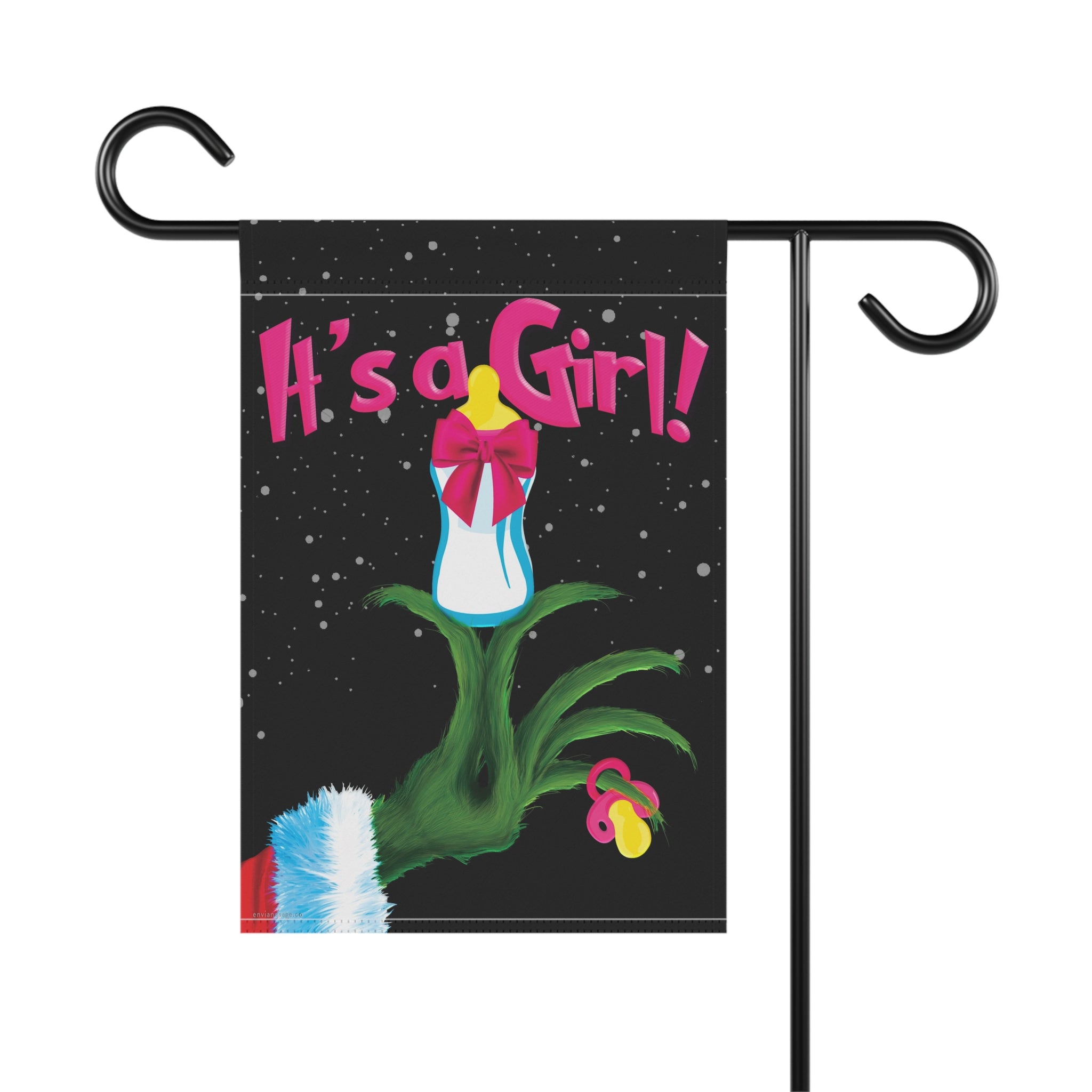 It's a Girl Grinch Holiday Baby Announcement Christmas Flag