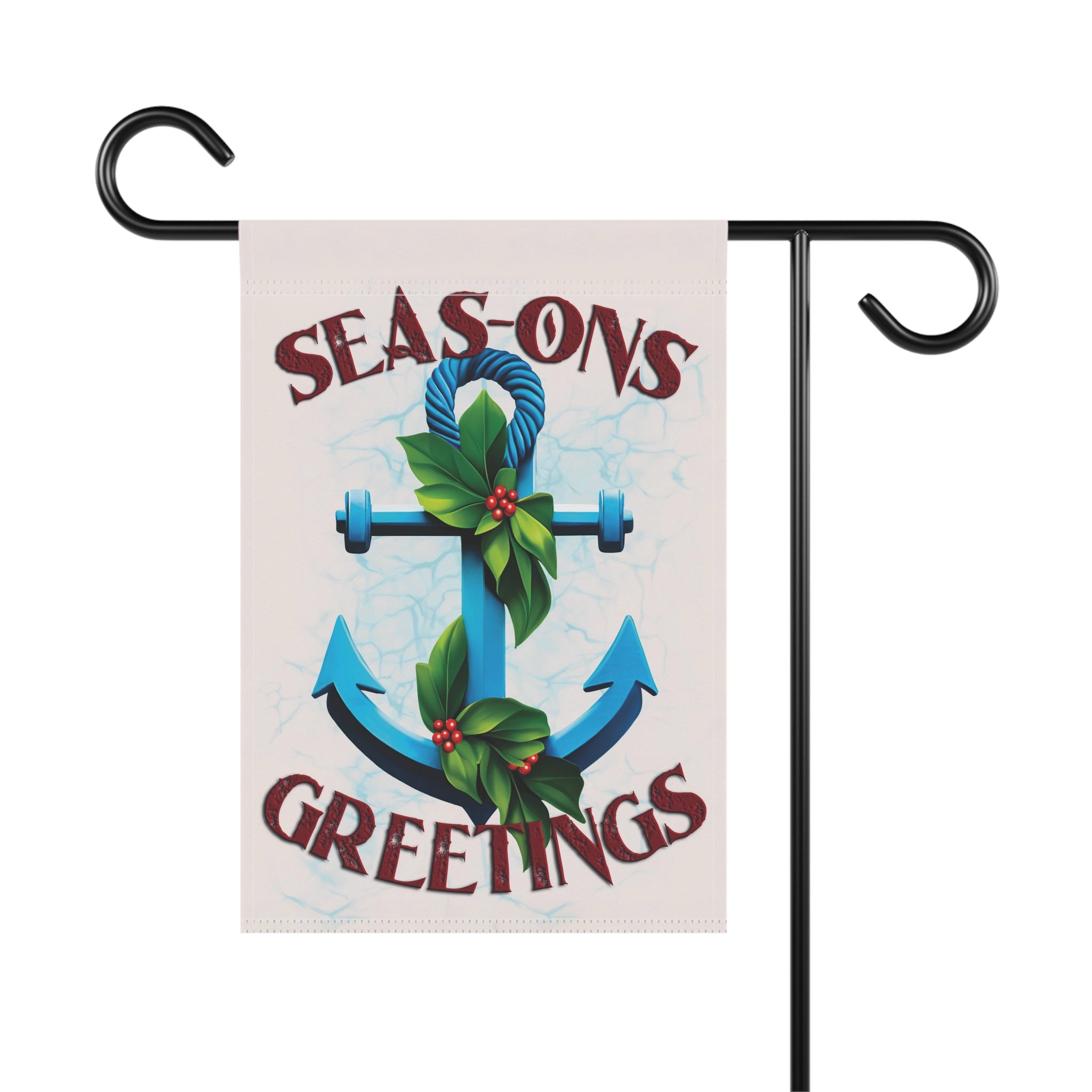 Seasons Greetings Coastal Christmas Yard Flag