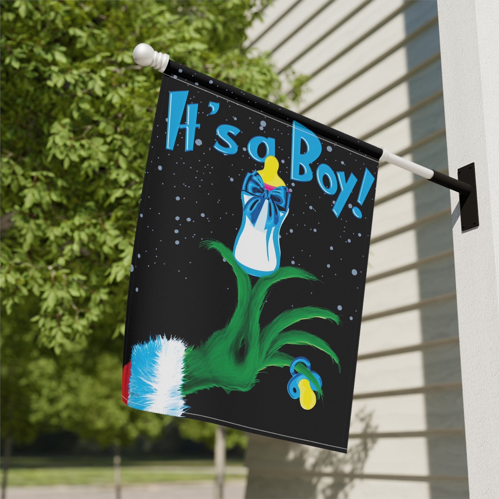 It's a Boy Grinch Holiday Baby Announcement Christmas Flag