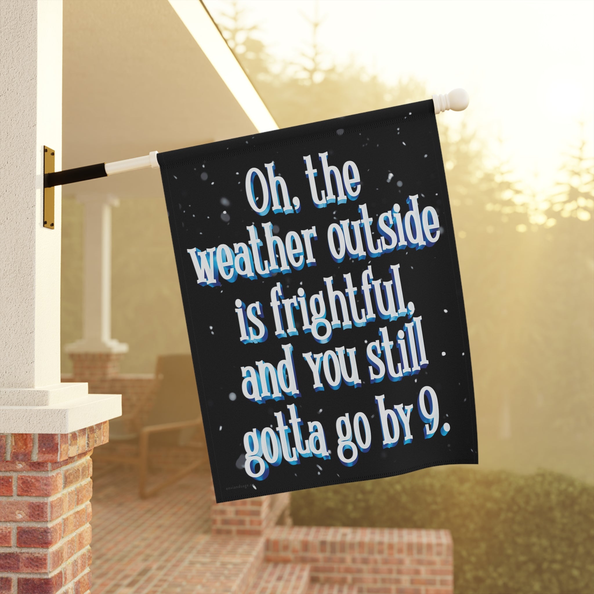 Leave By 9pm Funny Holiday Party Christmas Flag