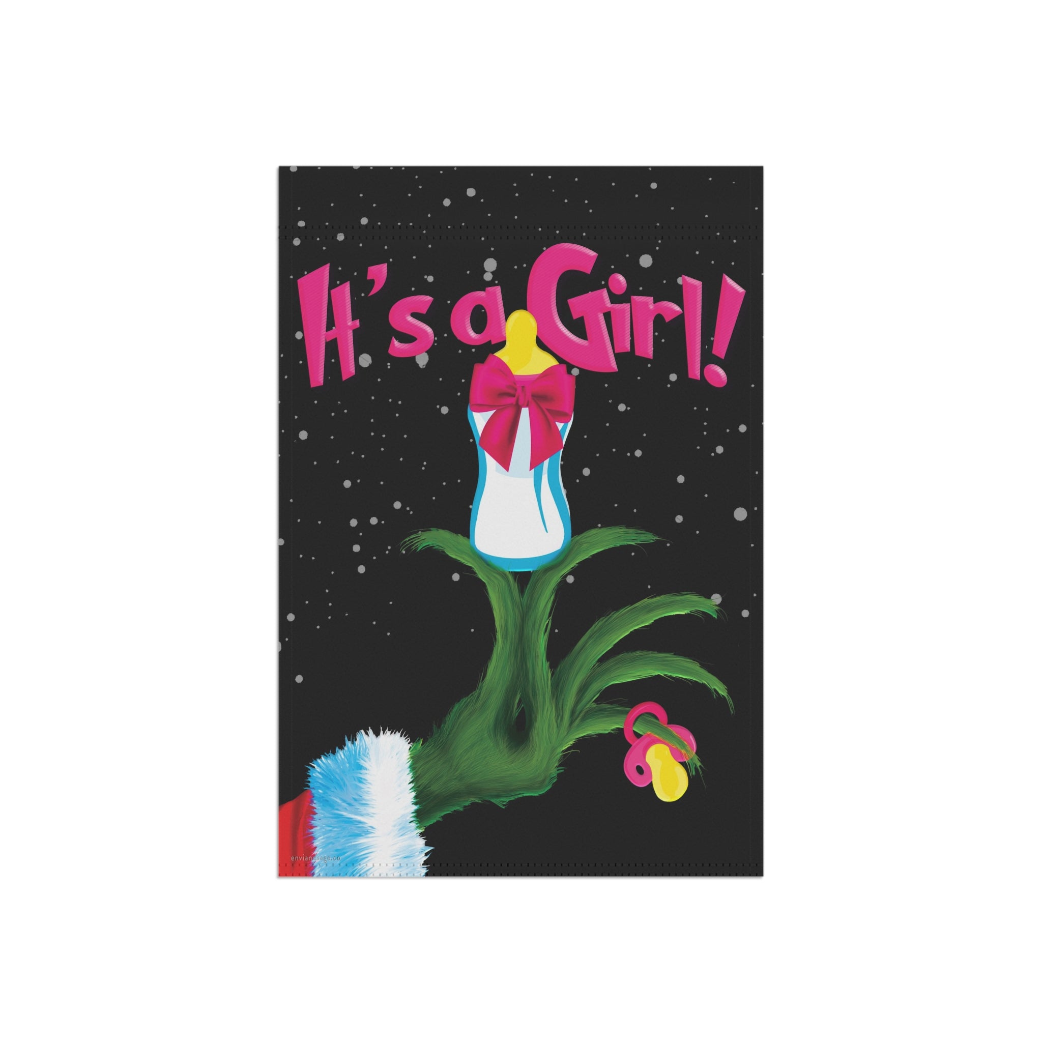 It's a Girl Grinch Holiday Baby Announcement Christmas Flag