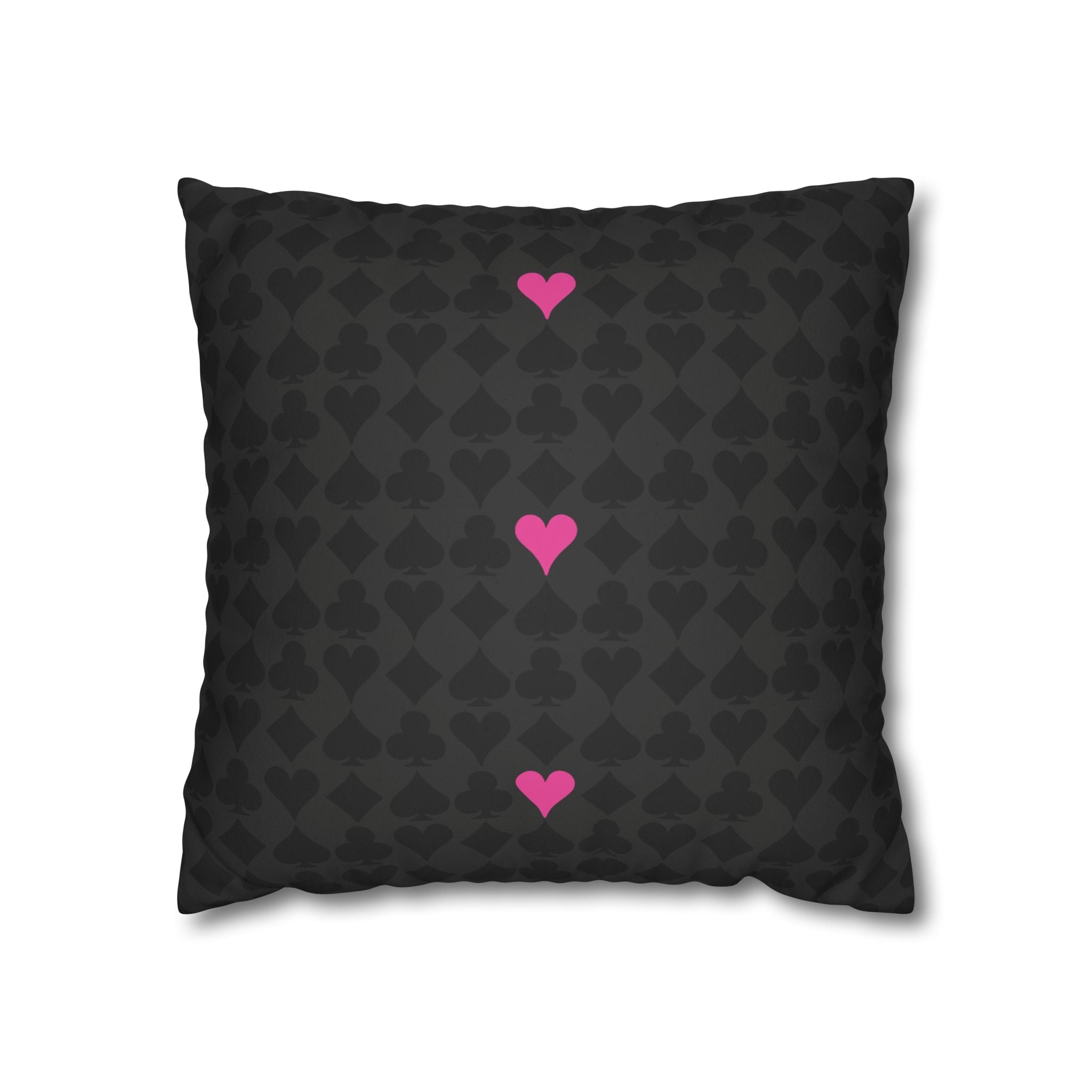 Playing Cards Heart Black and Pink Soft Accent Pillow Cover