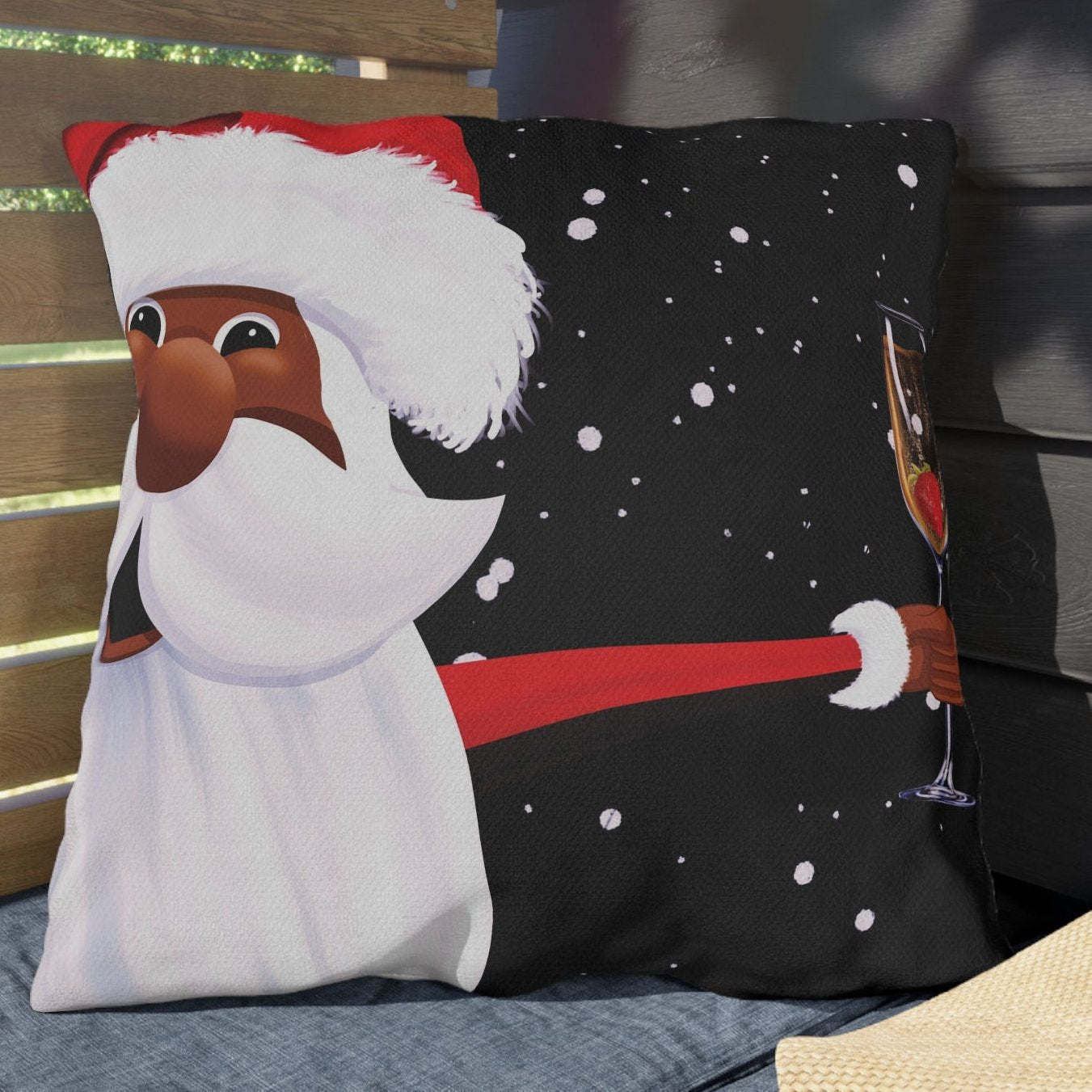 African American Santa Christmas Throw Pillow