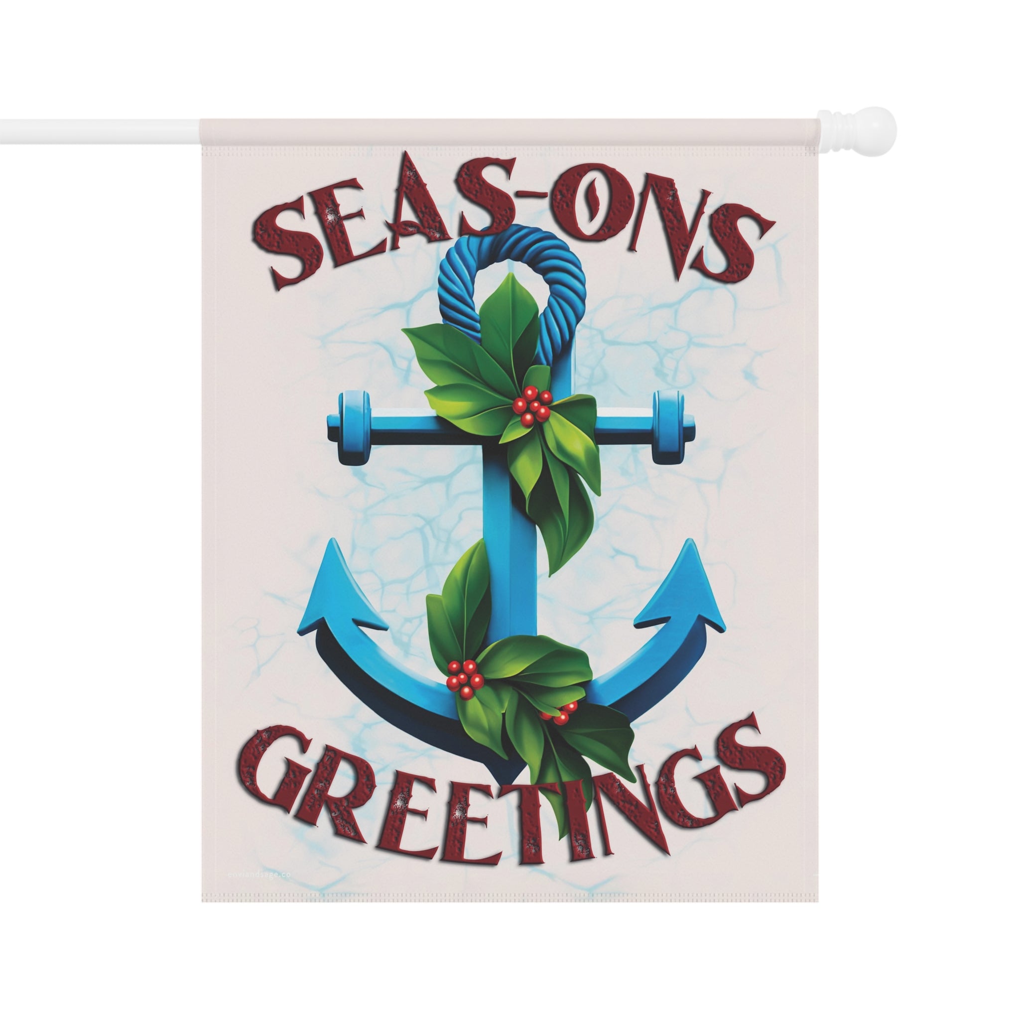 Seasons Greetings Coastal Christmas Yard Flag