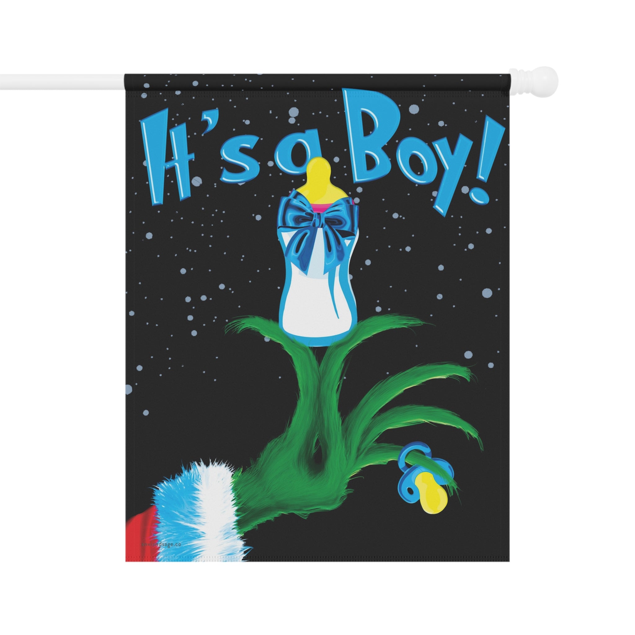 It's a Boy Grinch Holiday Baby Announcement Christmas Flag