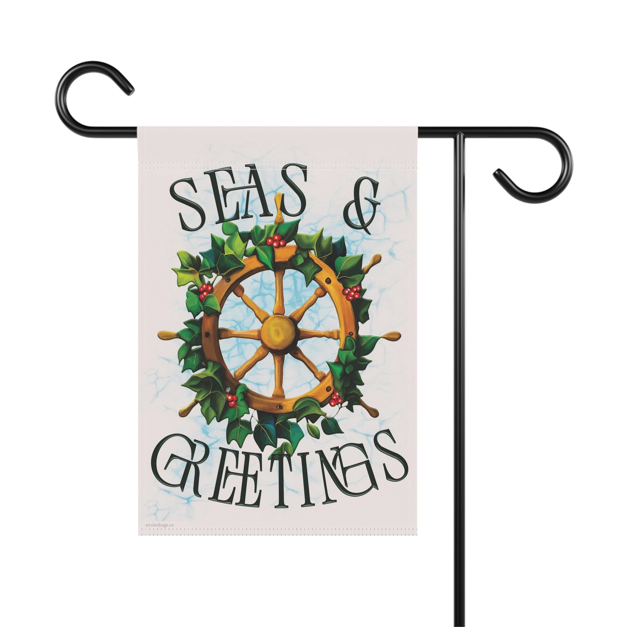 Seas and Greetings Nautical Christmas Flag