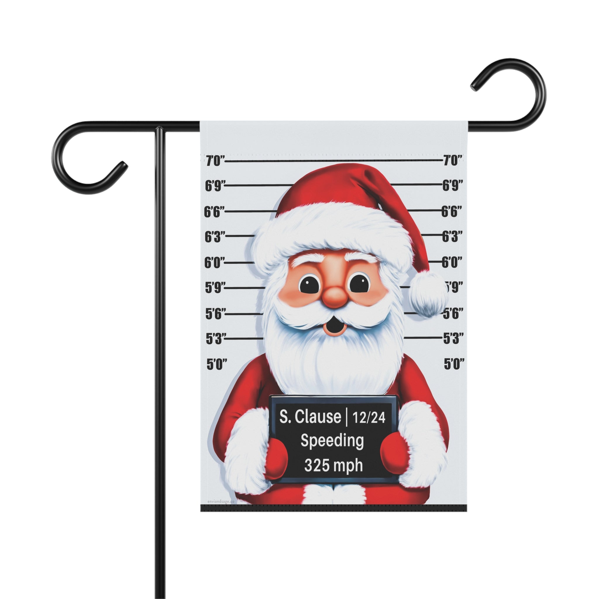Speeding Santa Mug Shot Funny Christmas Flag
