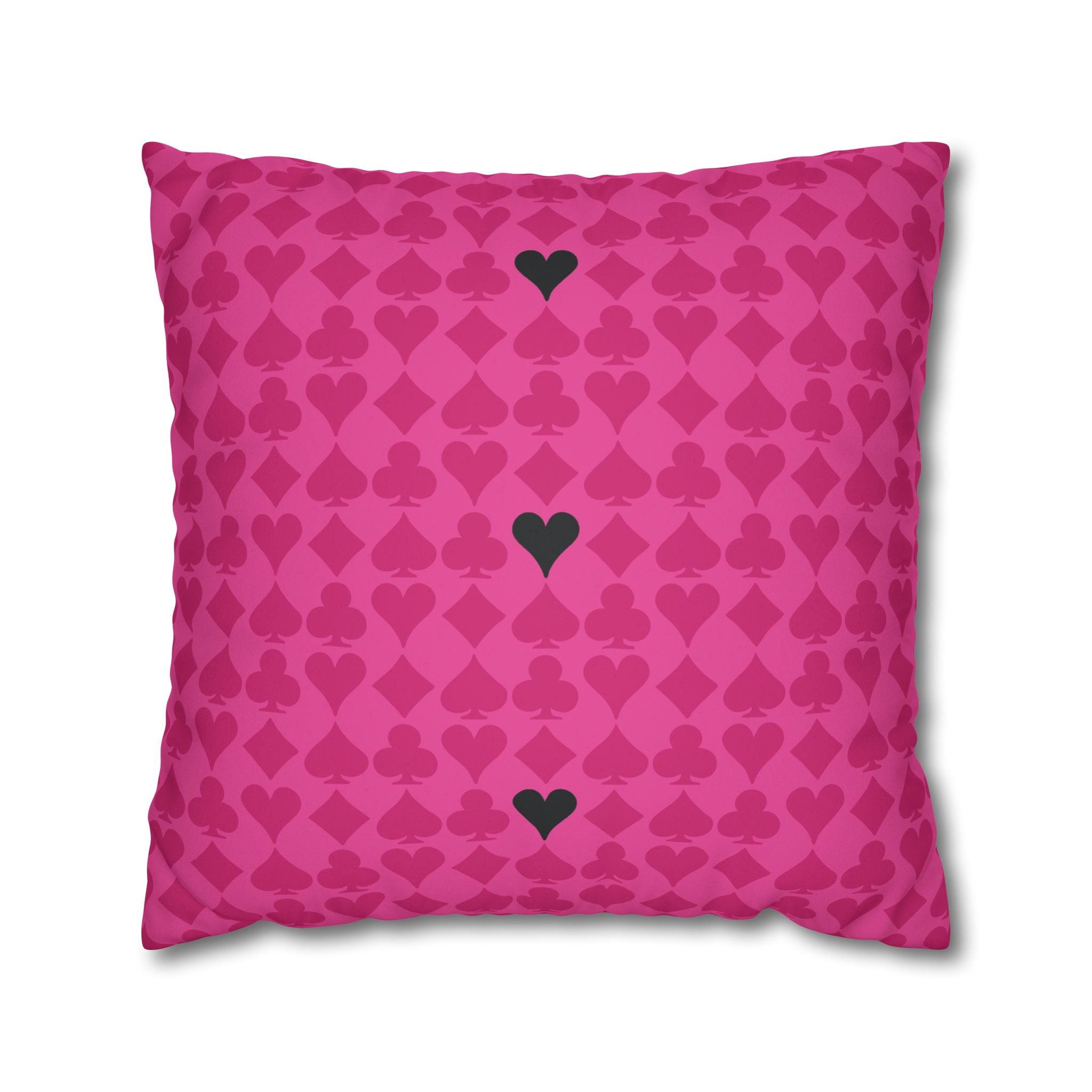 Playing Cards Heart Pink and Black Soft Accent Pillow Cover