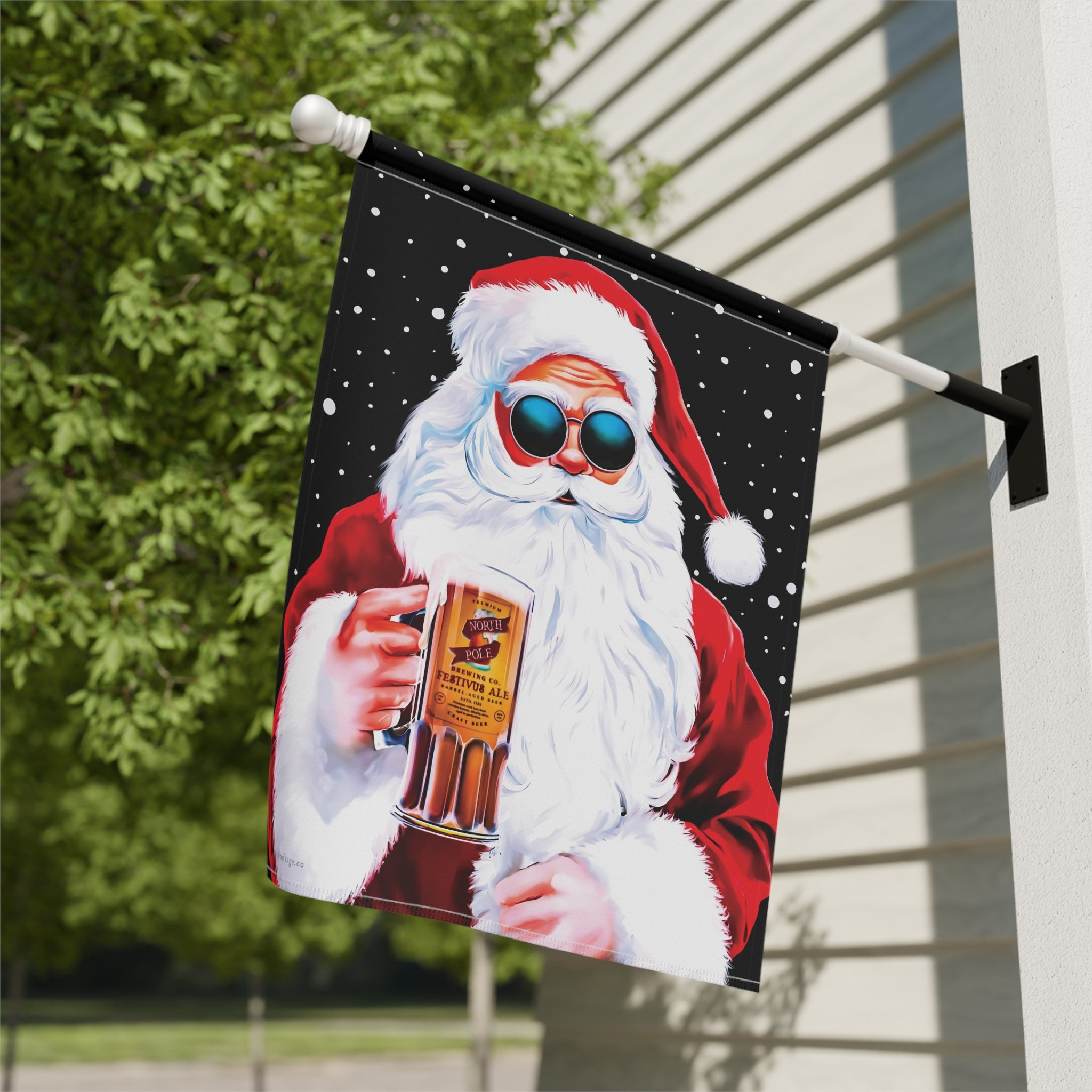 Groovy Santa Cheers Funny Christmas Flag