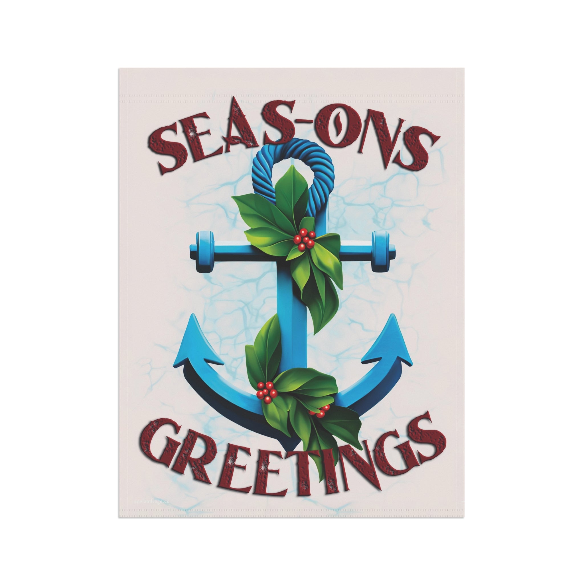 Seasons Greetings Coastal Christmas Yard Flag