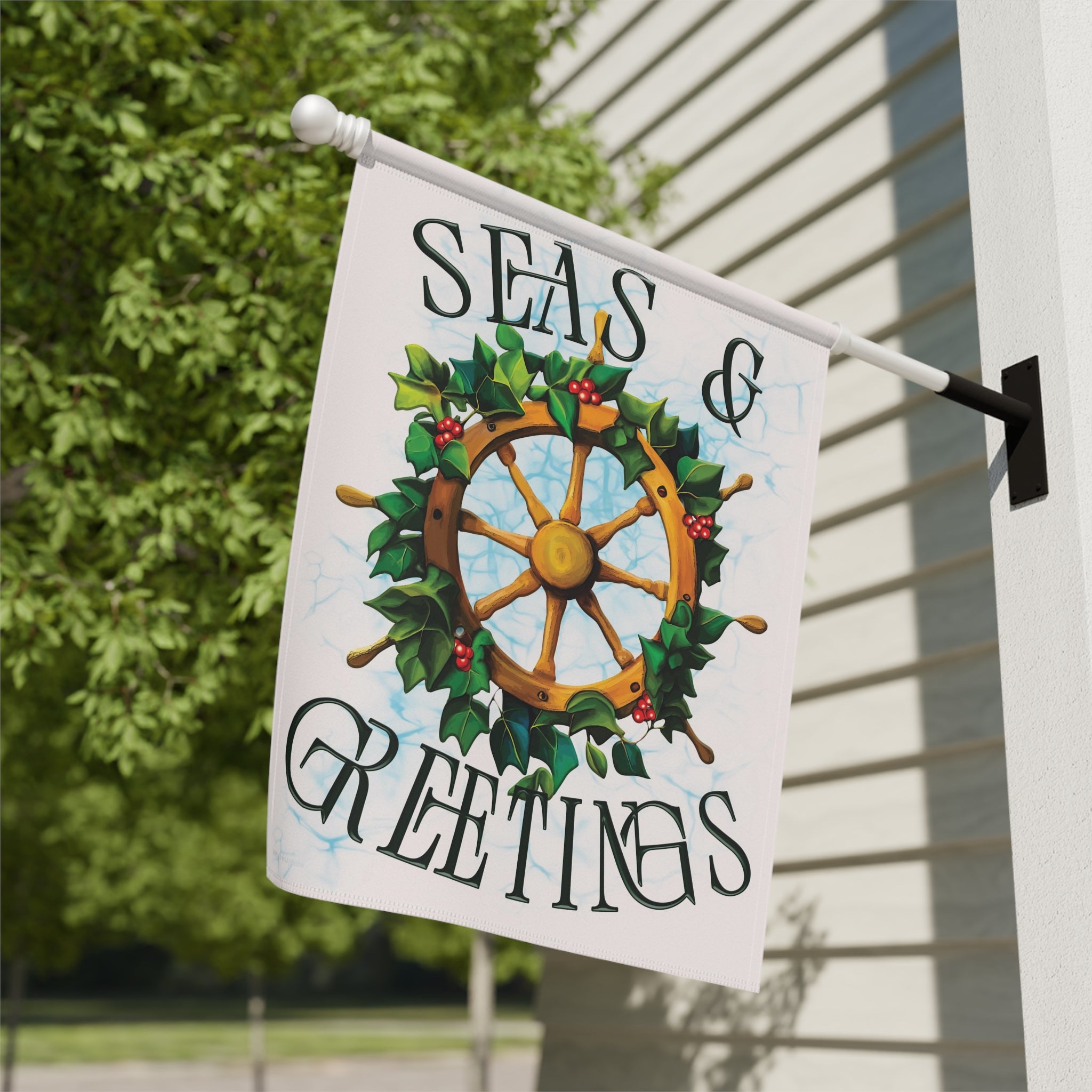 Seas and Greetings Nautical Christmas Flag