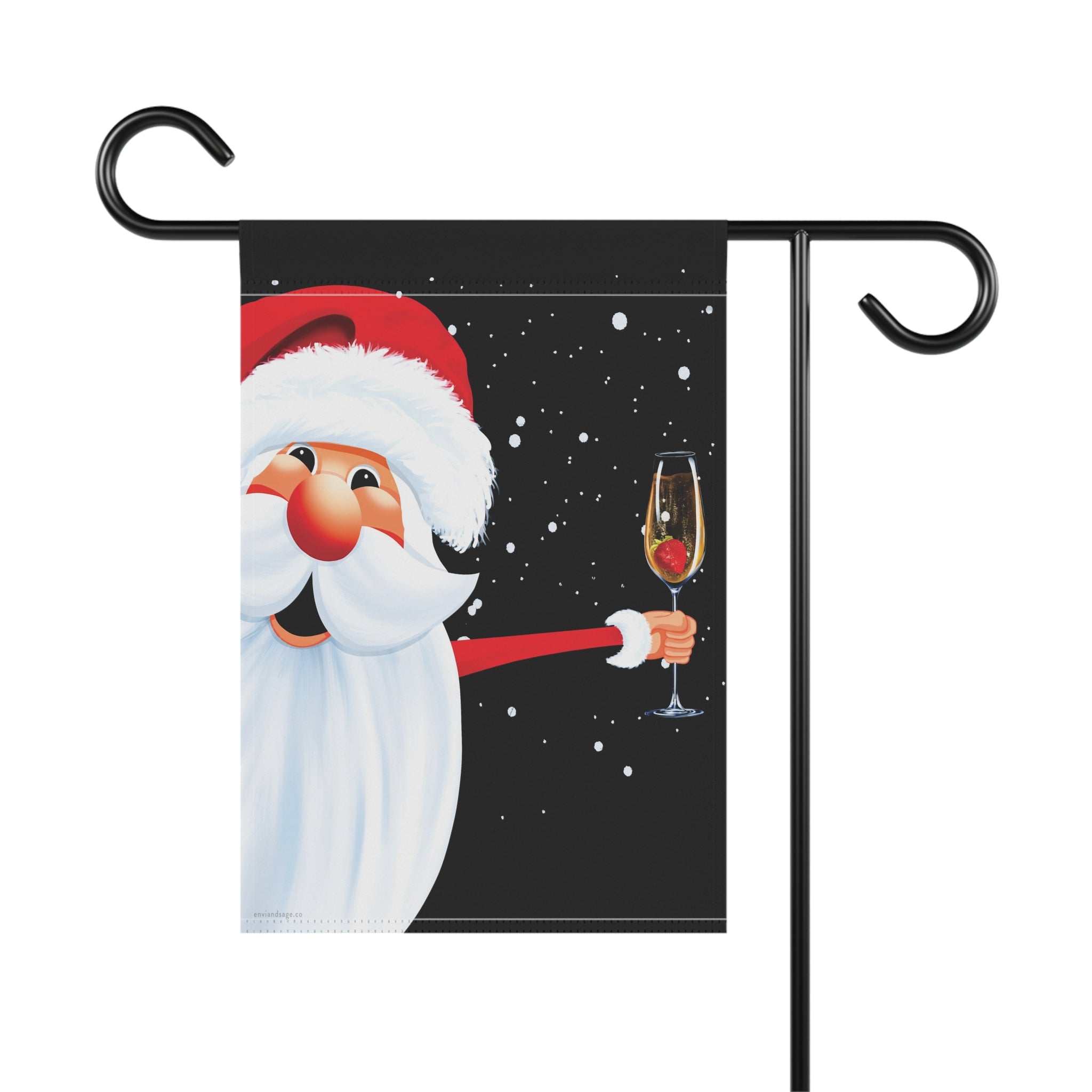 Champagne Party Santa Funny Christmas Flag