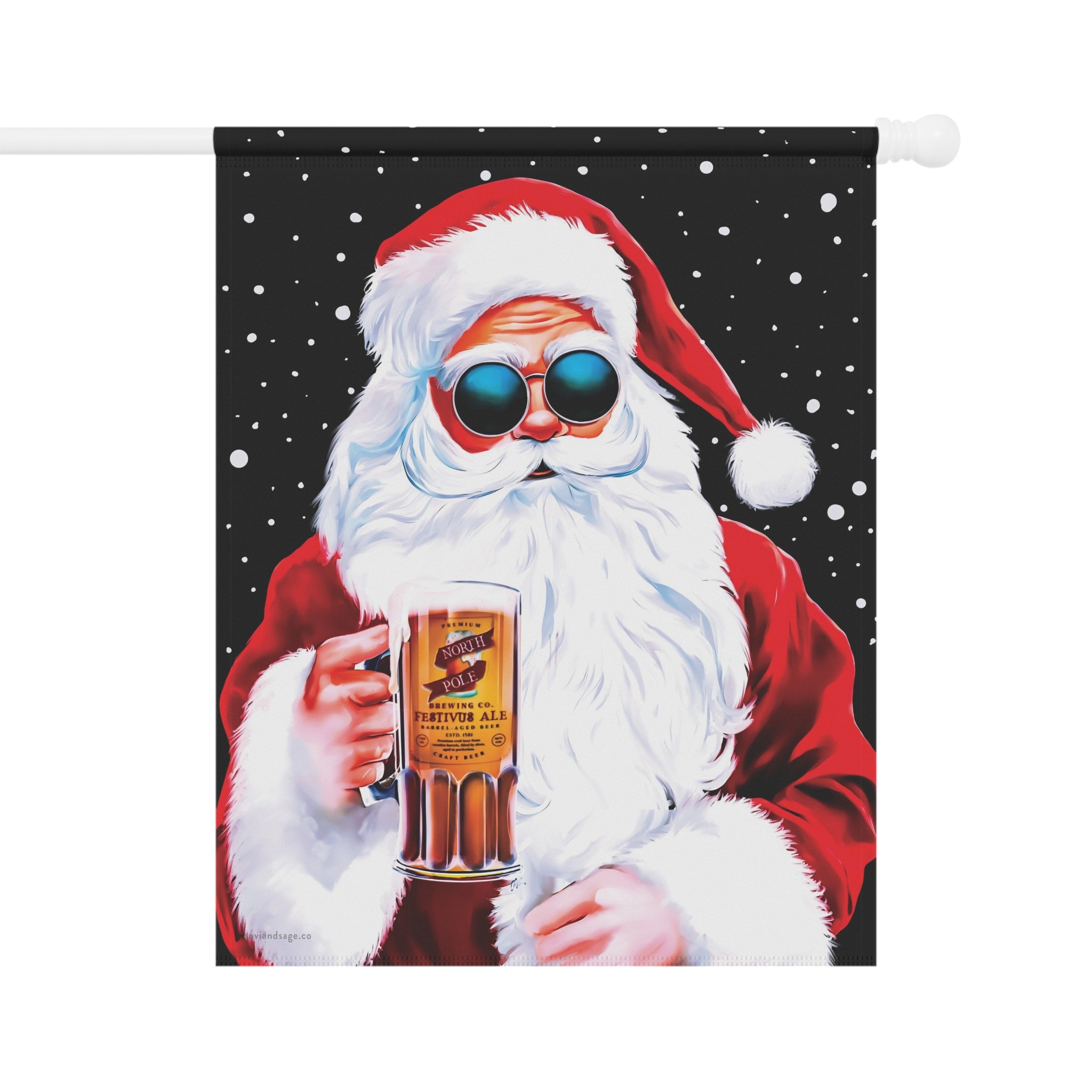 Groovy Santa Cheers Funny Christmas Flag