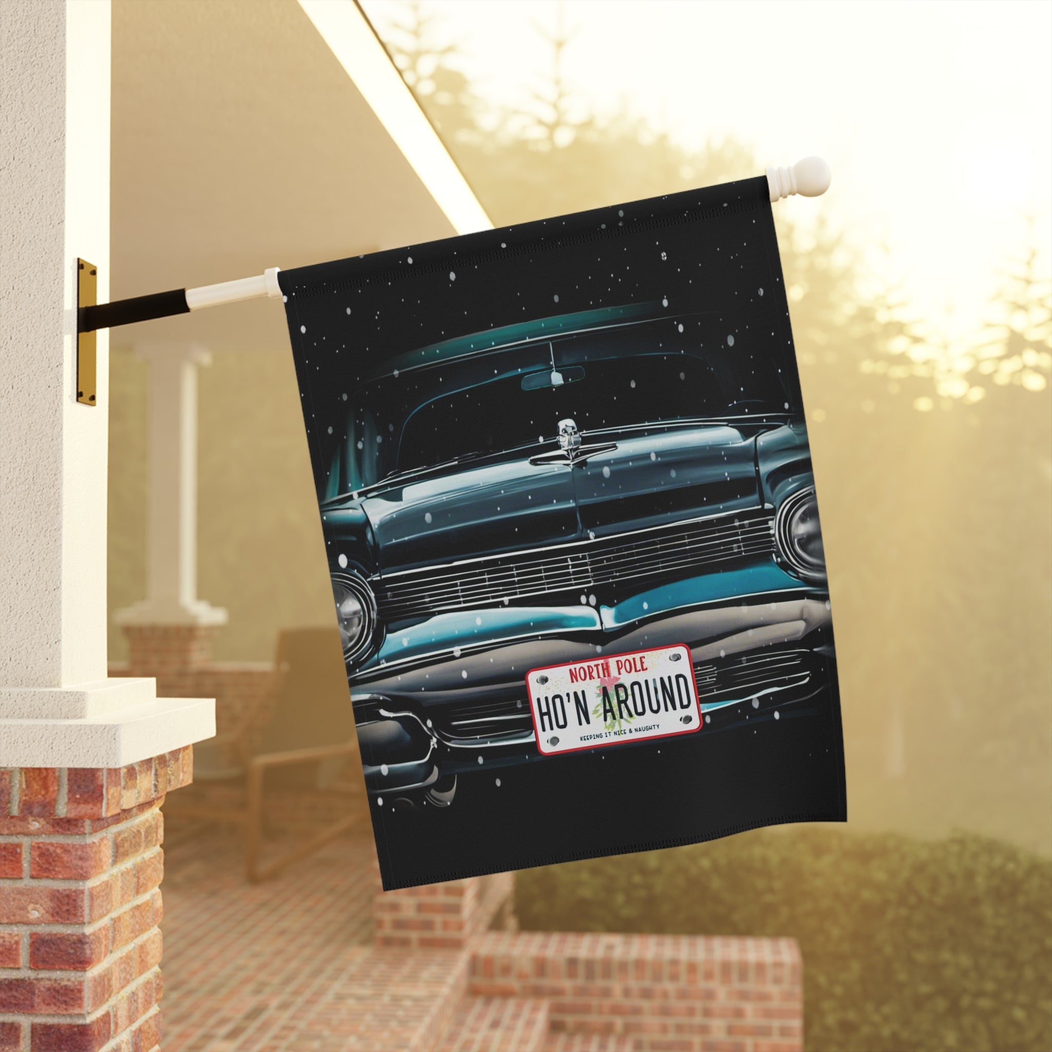 Ho'in Around Funny Christmas Yard Flag