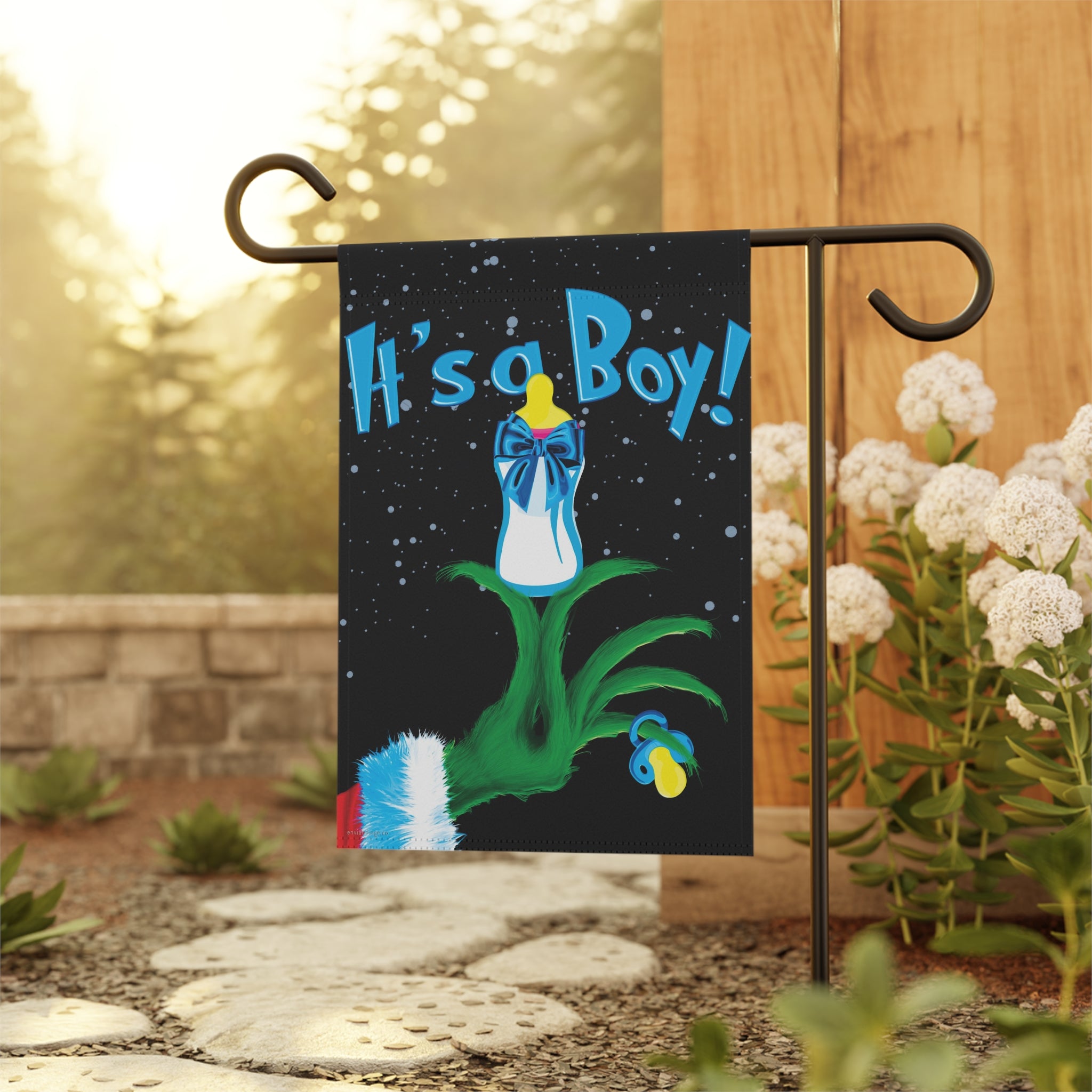 It's a Boy Grinch Holiday Baby Announcement Christmas Flag