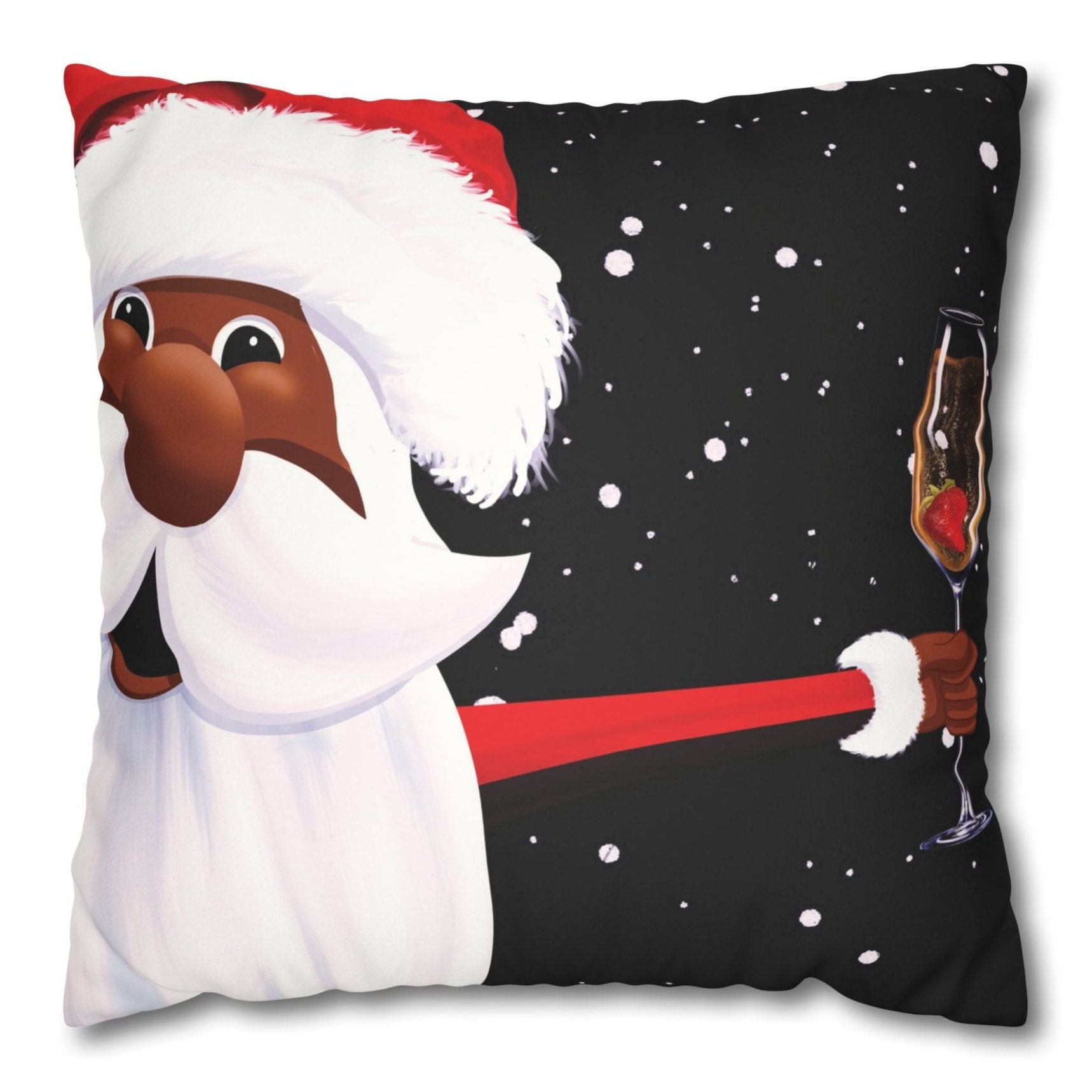 African American Santa Christmas Pillow Cover