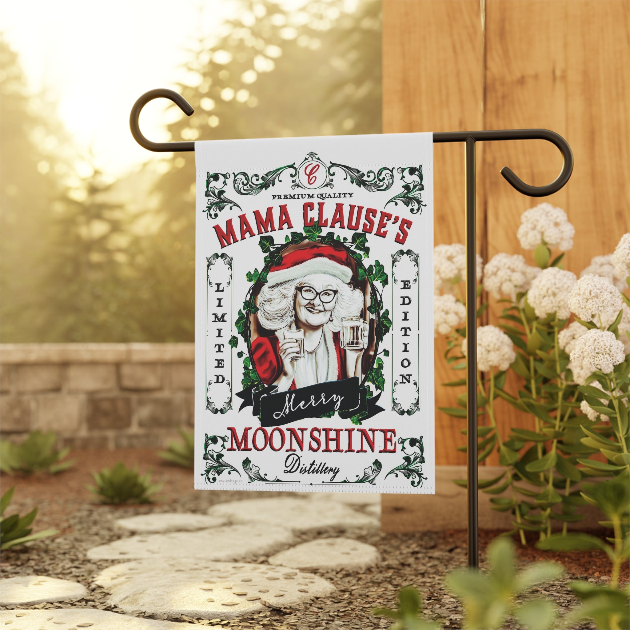 Mama Clause Moonshine Funny Christmas Flag