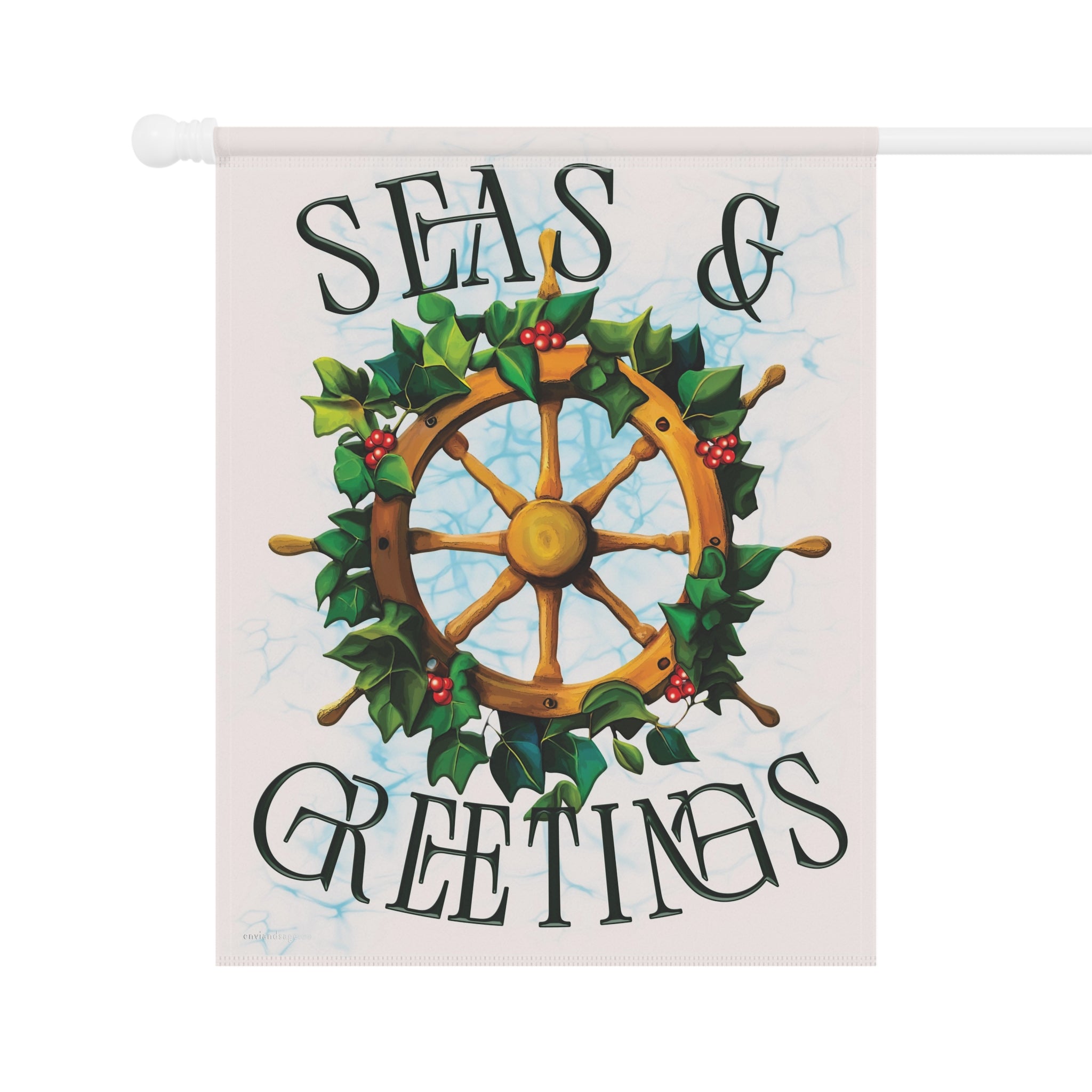 Seas and Greetings Nautical Christmas Flag