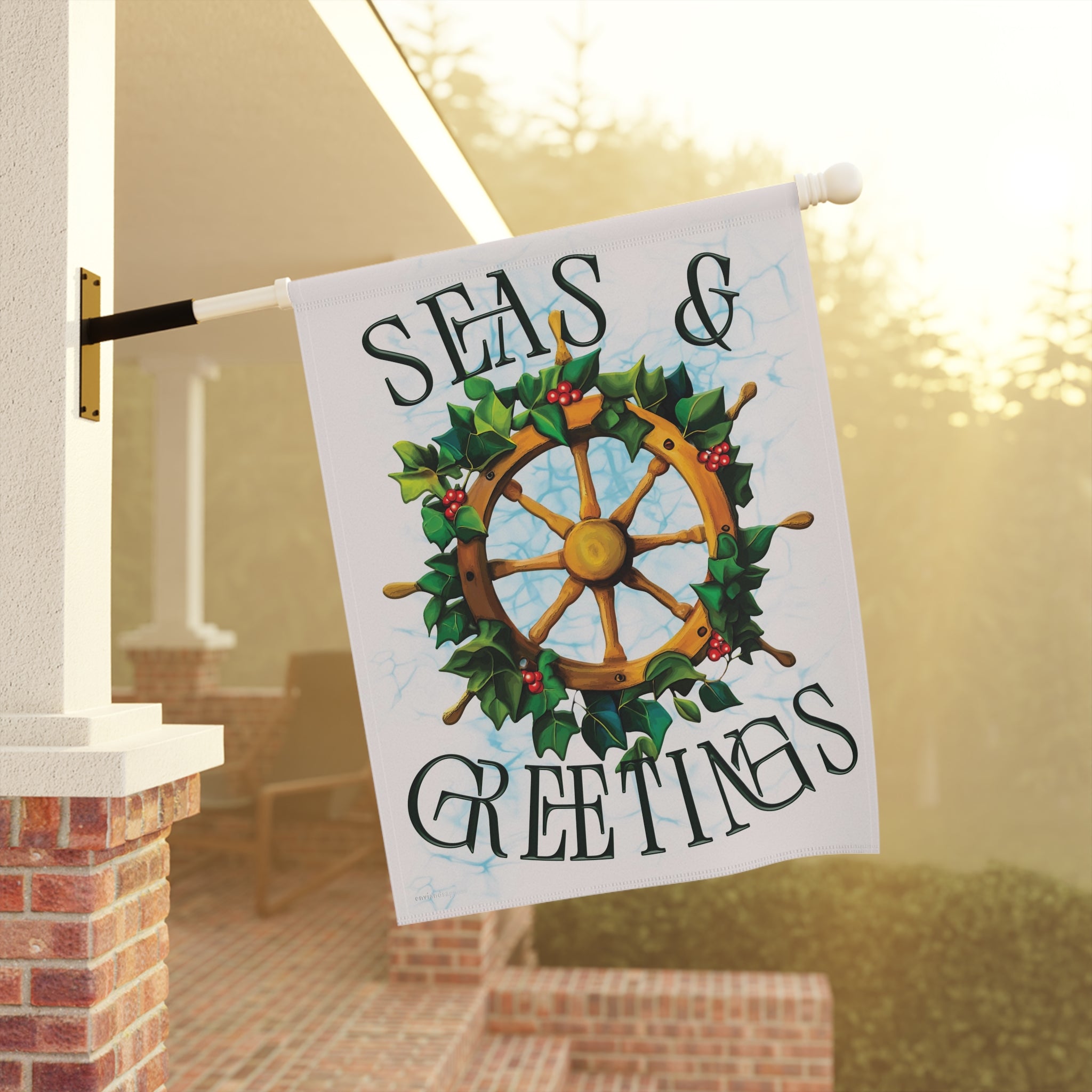 Seas and Greetings Nautical Christmas Flag