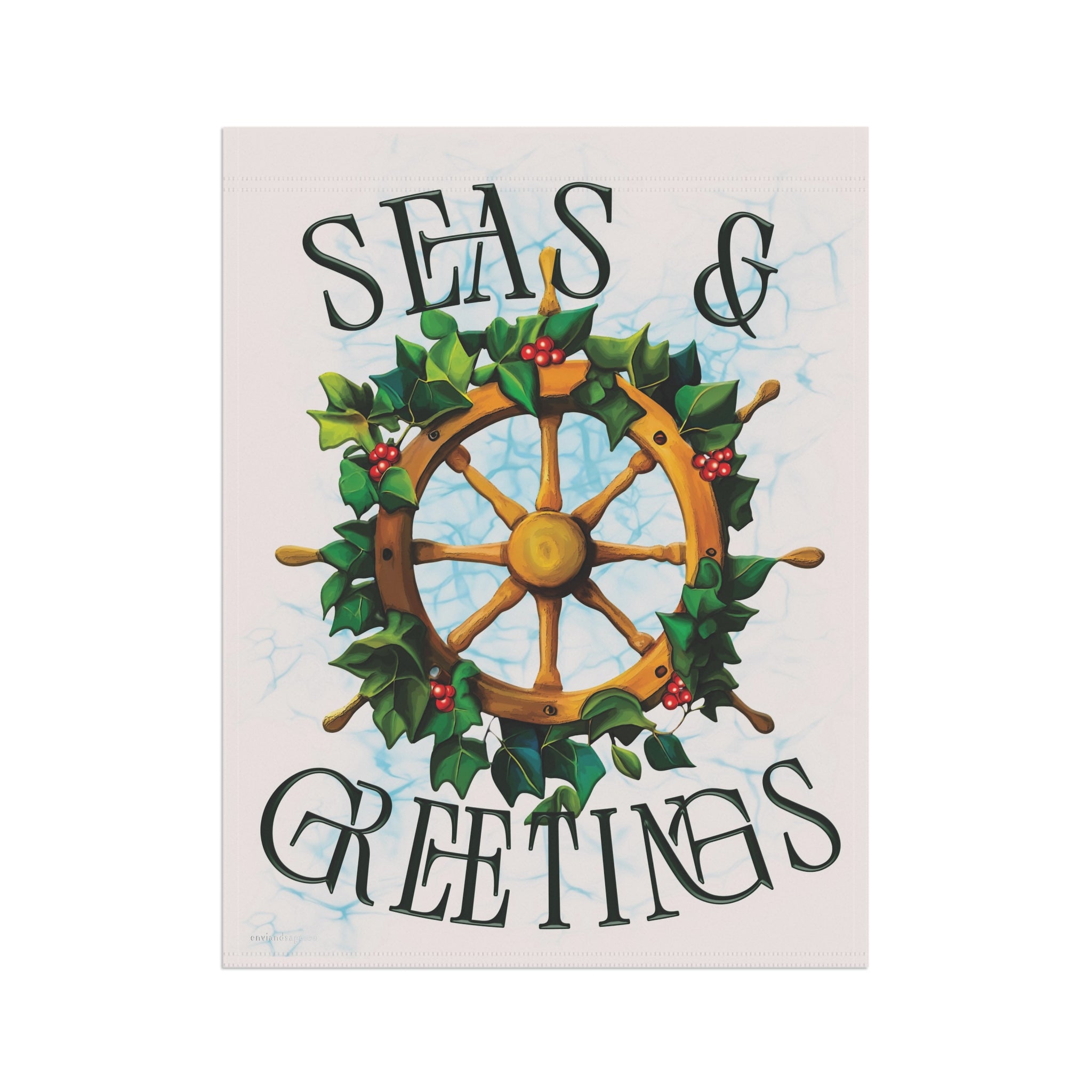 Seas and Greetings Nautical Christmas Flag