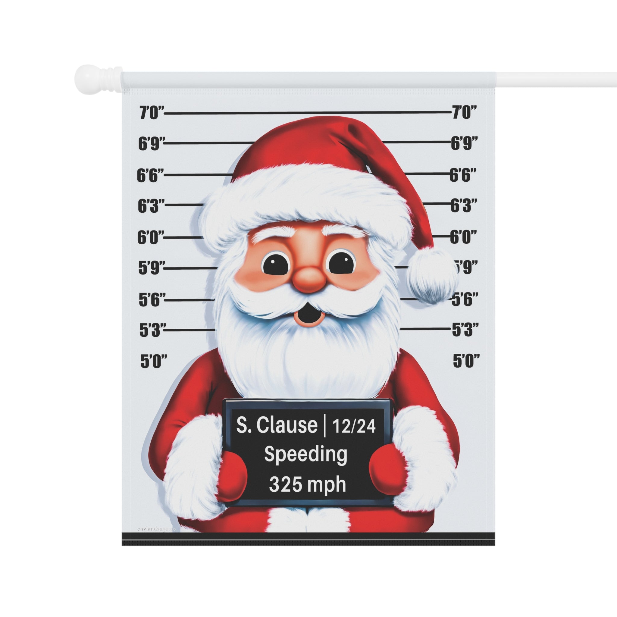 Speeding Santa Mug Shot Funny Christmas Flag