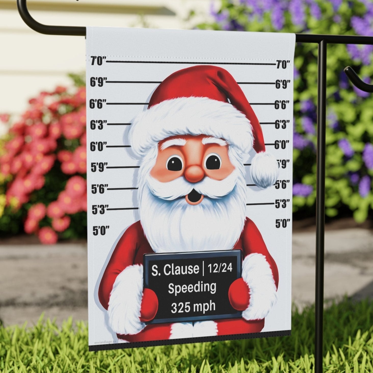 Speeding Santa Mug Shot Funny Christmas Flag