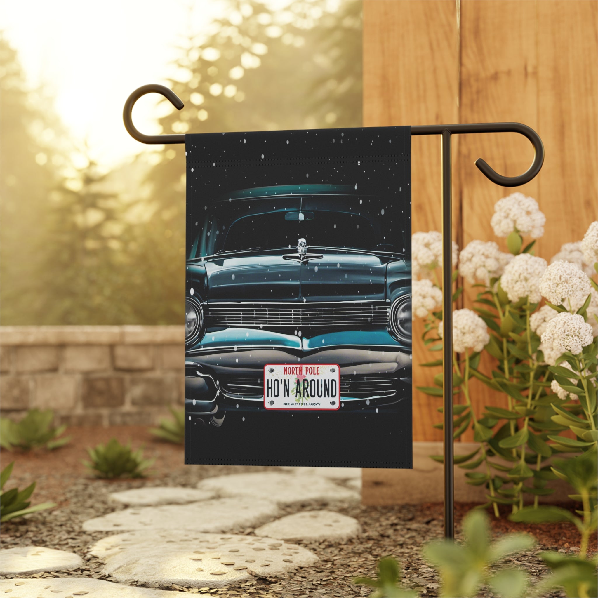 Ho'in Around Funny Christmas Yard Flag
