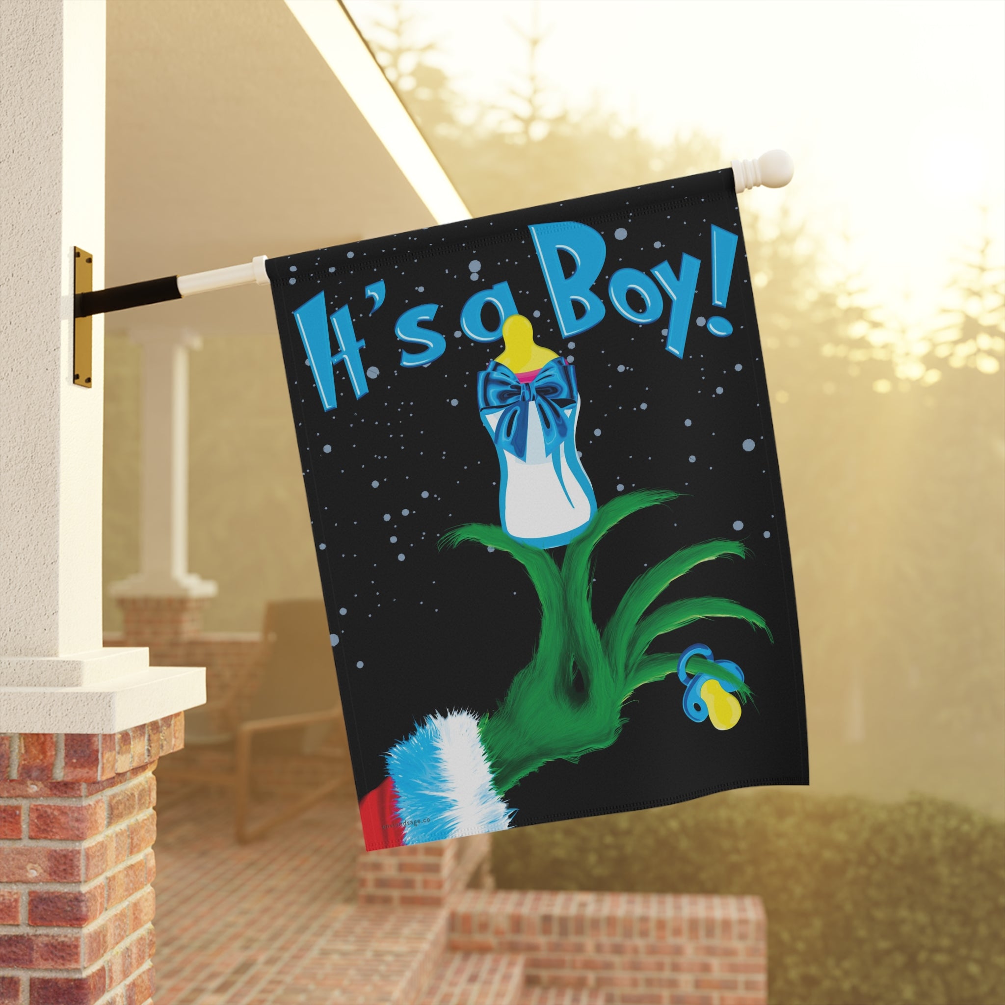 It's a Boy Grinch Holiday Baby Announcement Christmas Flag