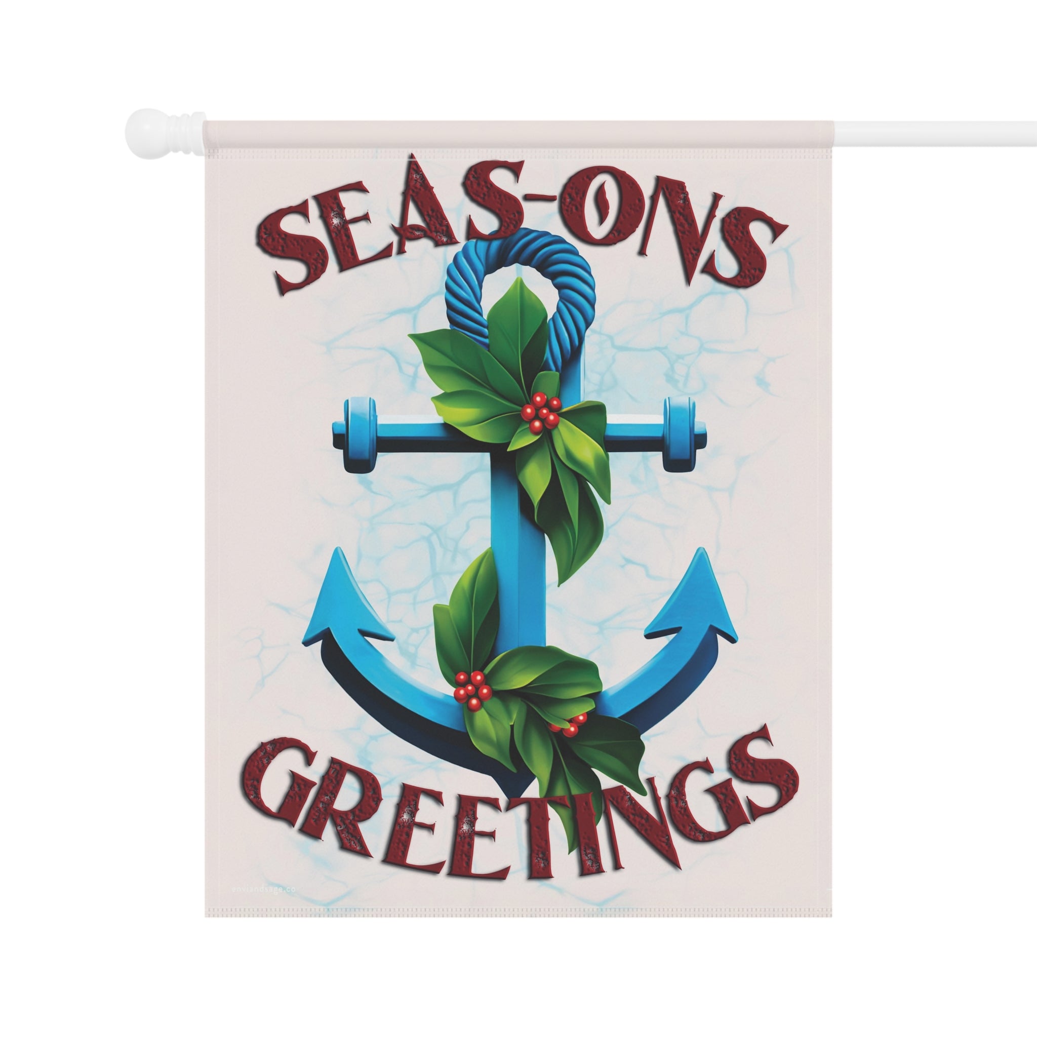 Seasons Greetings Coastal Christmas Yard Flag