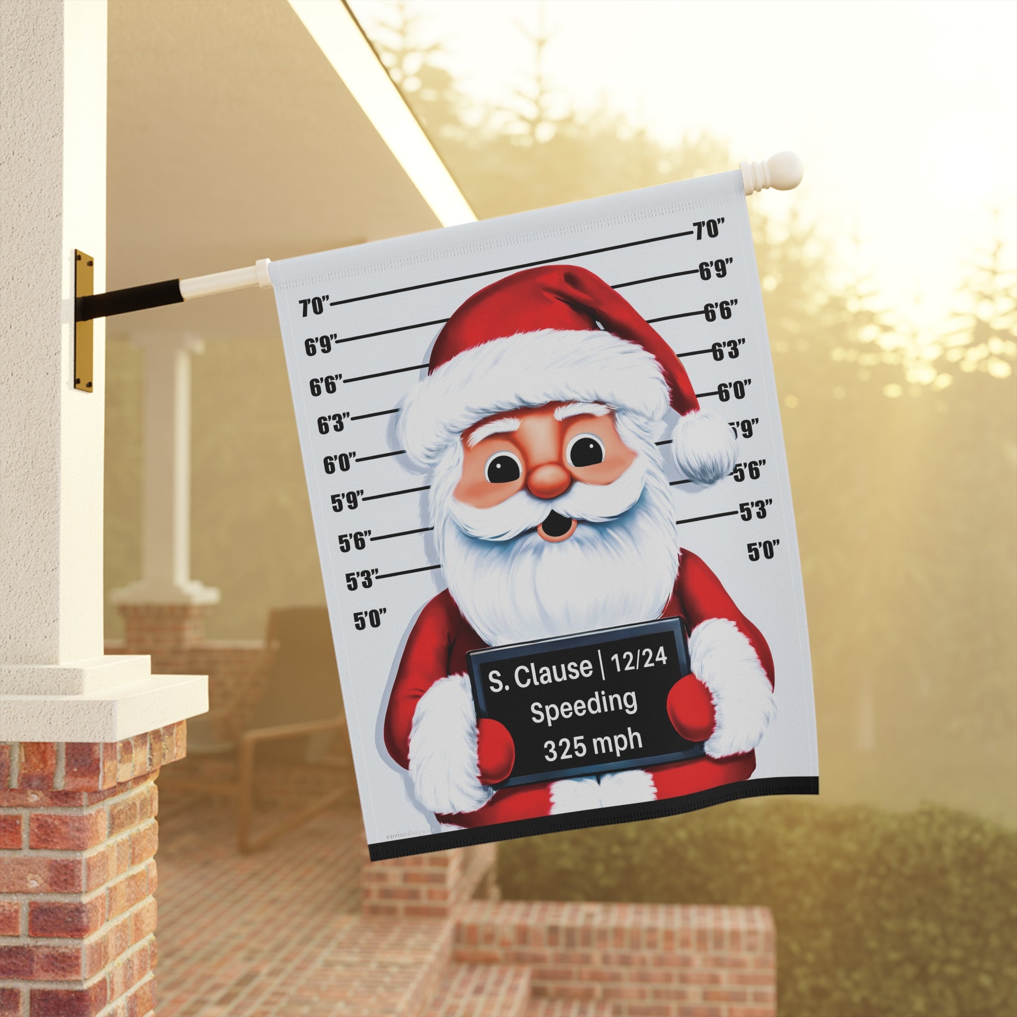 Speeding Santa Mug Shot Funny Christmas Flag