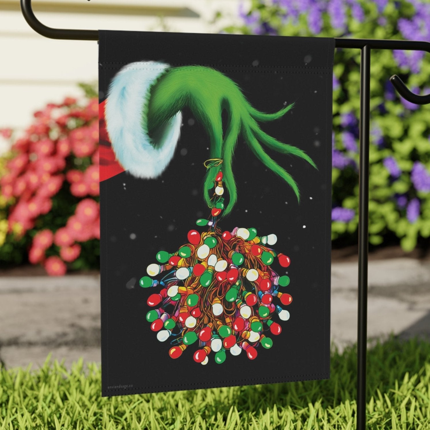 The Grinch Tangled Lights Funny Christmas Flag