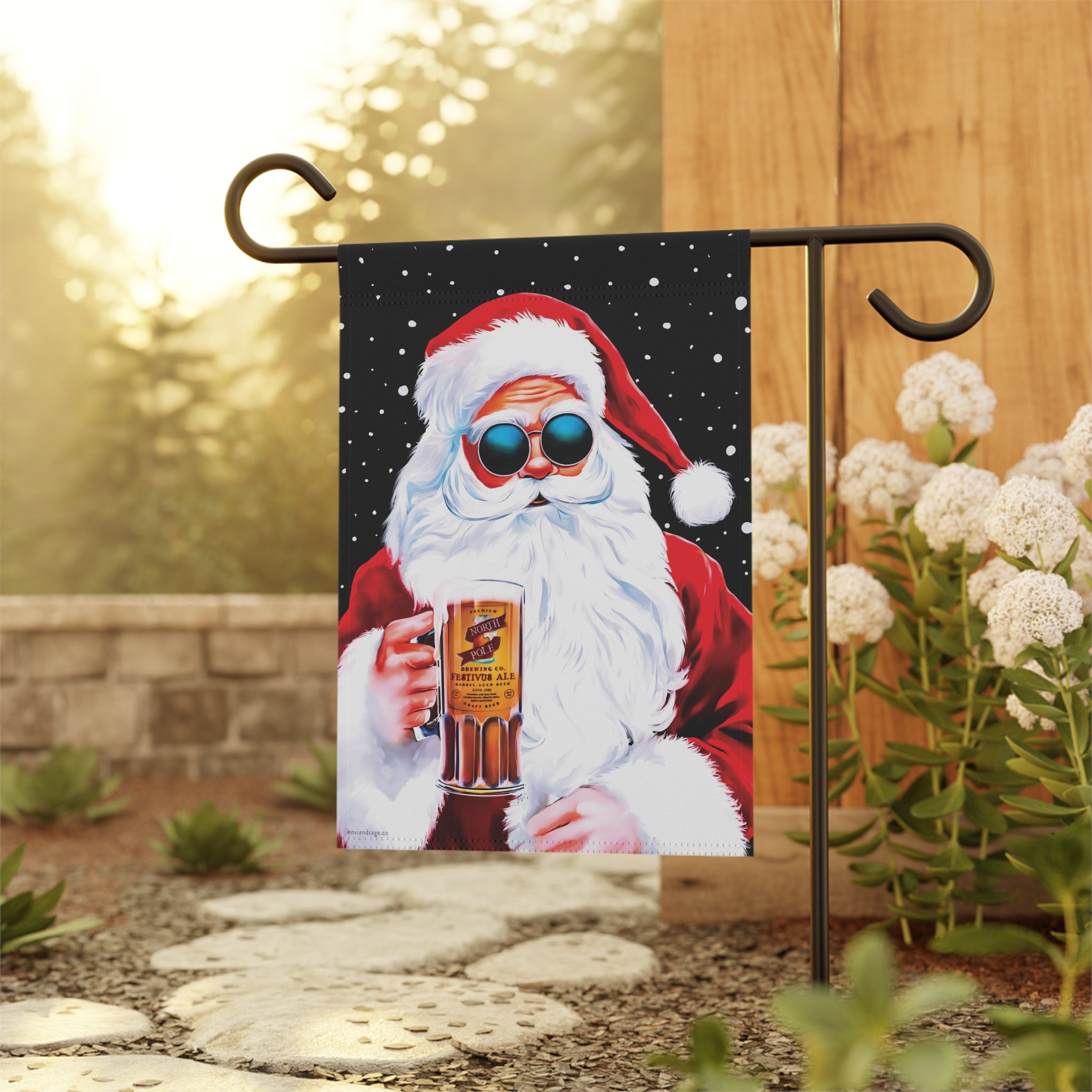 Groovy Santa Cheers Funny Christmas Flag