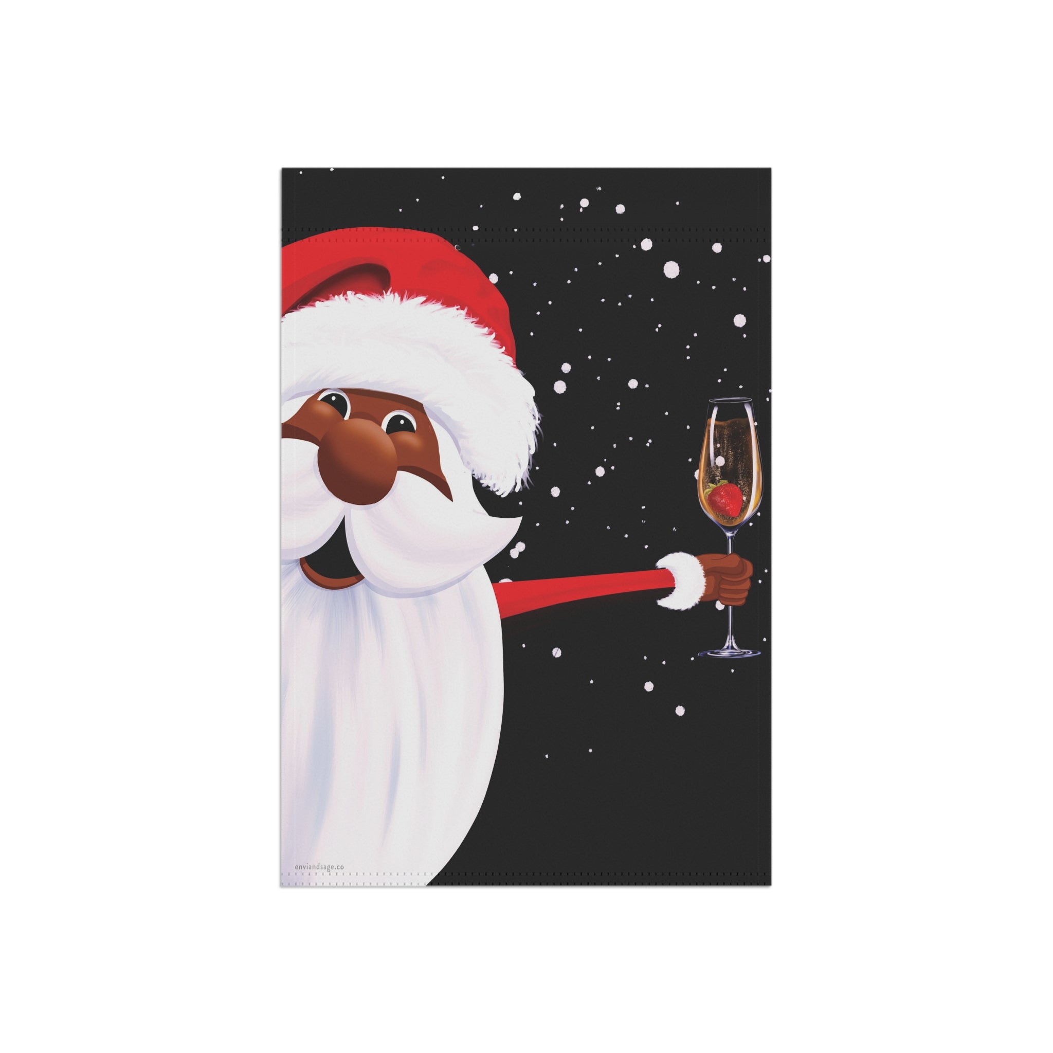 African American Champagne Party Santa Christmas Flag
