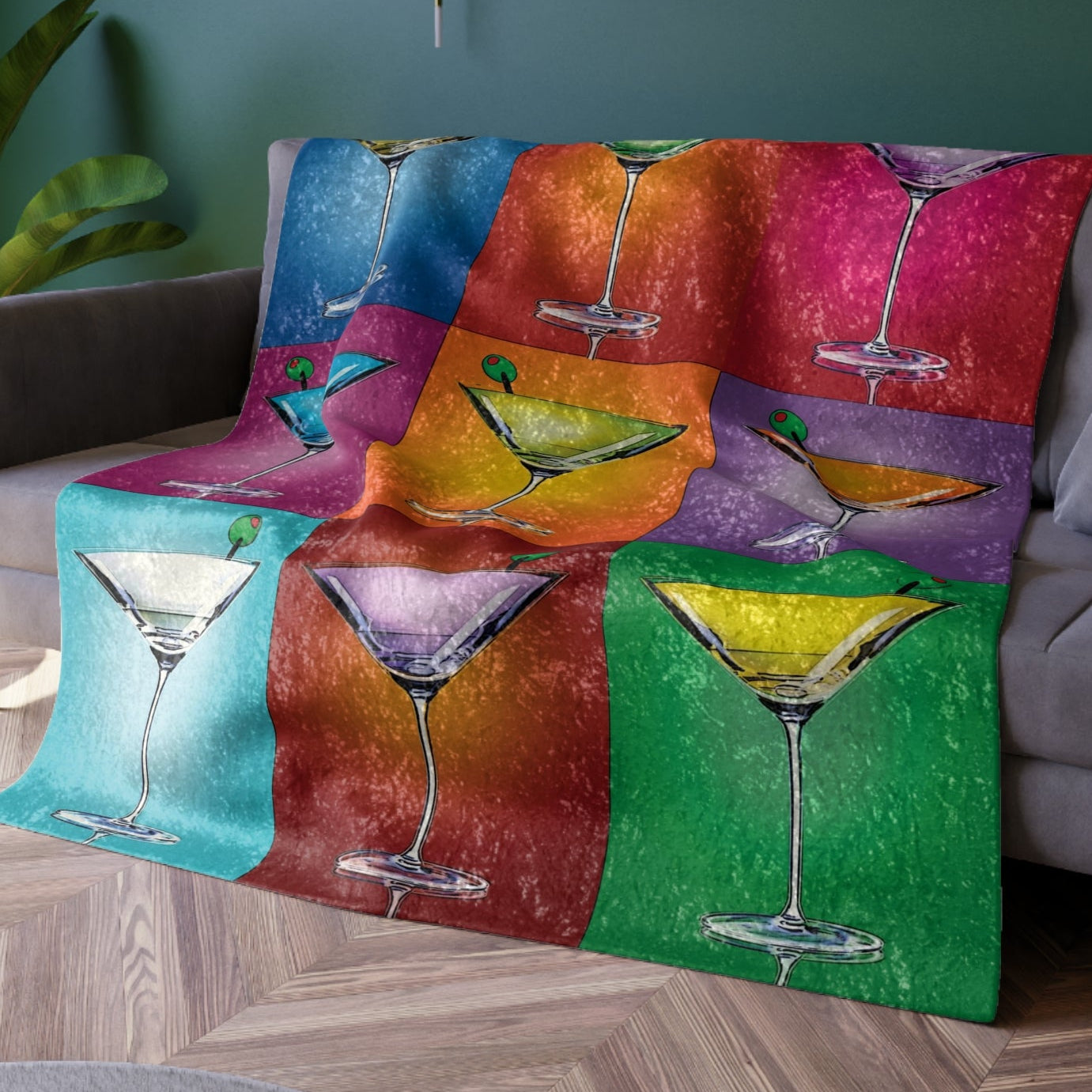 Martini Pop Art Decorative Throw Blanket