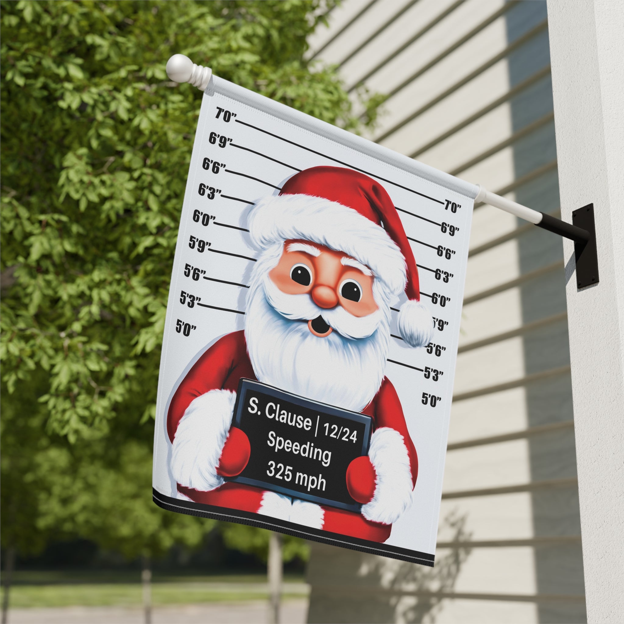 Speeding Santa Mug Shot Funny Christmas Flag