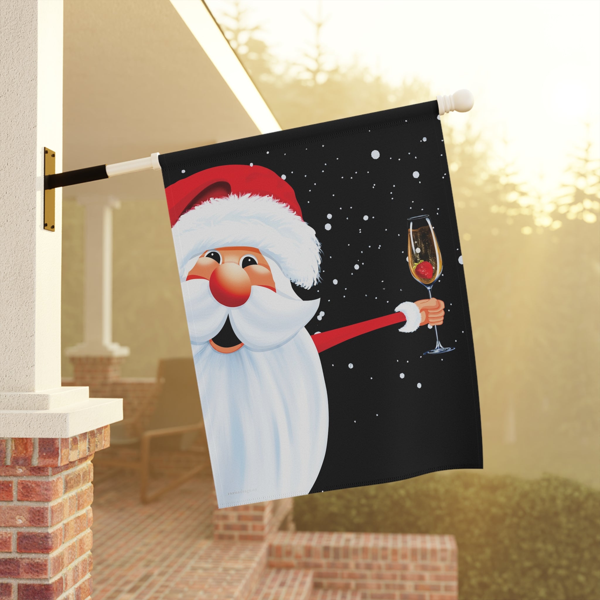 Champagne Party Santa Funny Christmas Flag